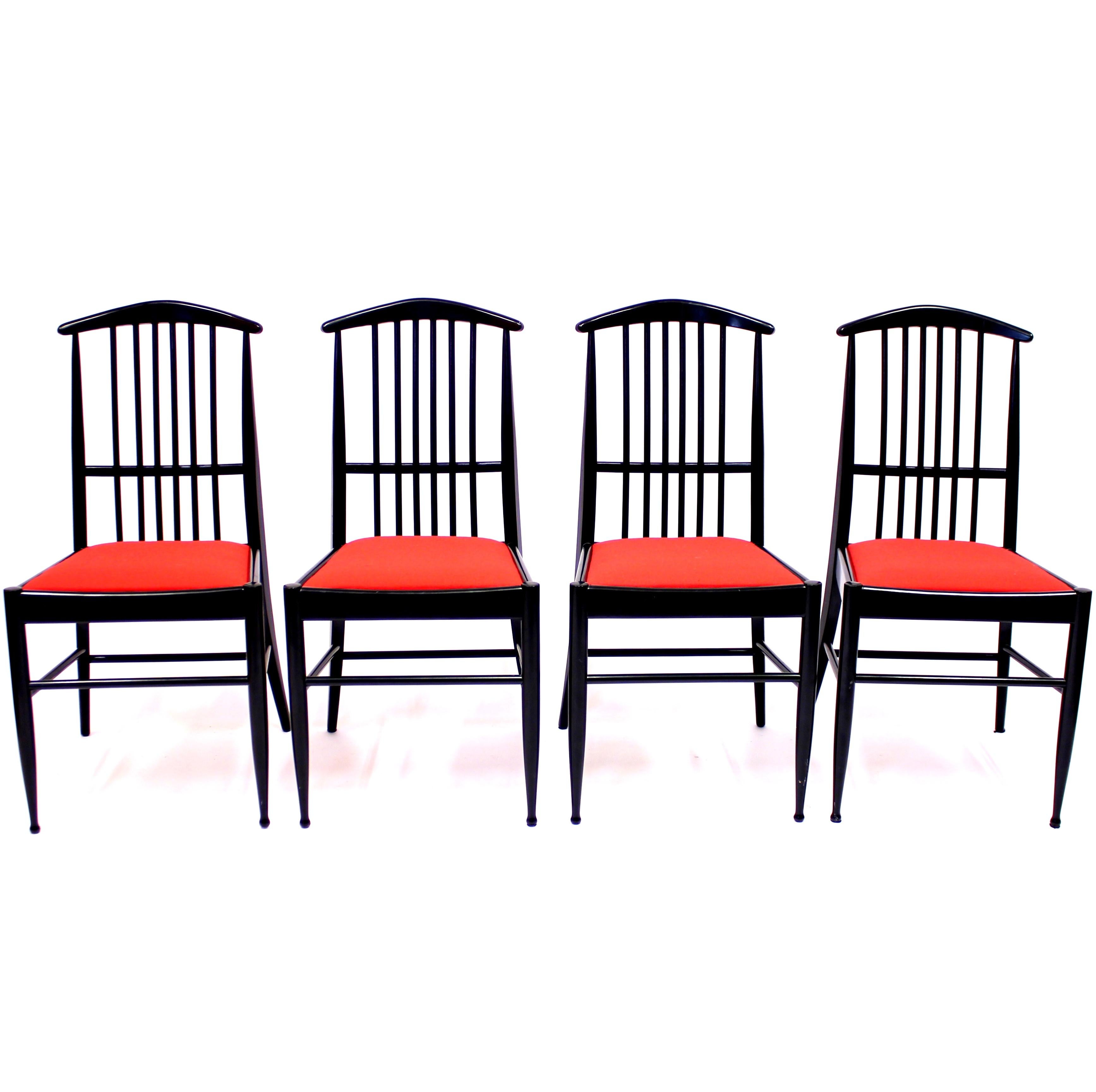 Scandinavian Modern Kerstin Hörlin-Holmquist, set of 4 Charlotte dining chairs, ASKO, 1970s For Sale