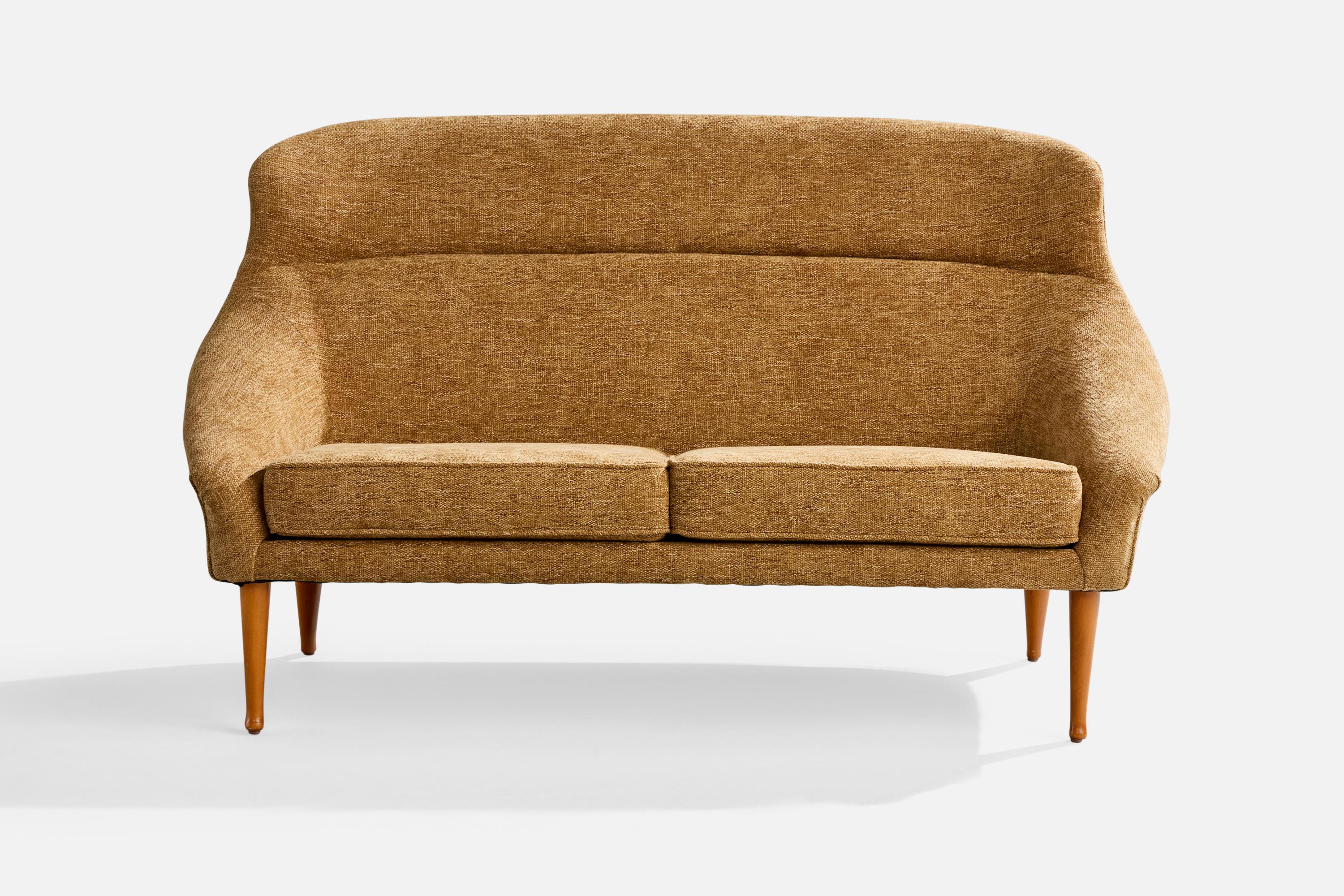 Suédois Kerstin Hörlin-Holmquist, Canapé, Wood, Tissu, Suède, 1960 en vente