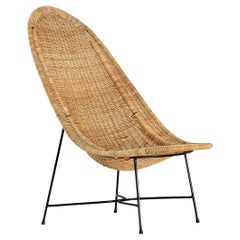 Retro Kerstin Hörlin Holmquist 'Stora Kraal' Lounge Chair in Woven Cane