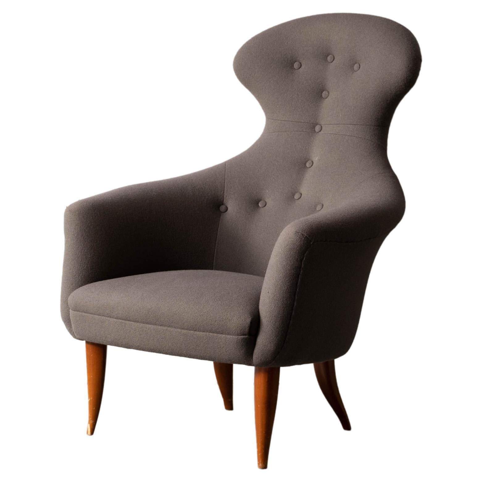 Kerstin Hörlin-holmqvist, Lounge Chair, Wood, Fabric, Nk, Sweden, 1950s