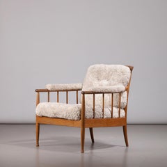 Kerstin Hörlin-Homquist Pair of ‘Skrindan’ Armchairs in Light Sheepskin, 1960s