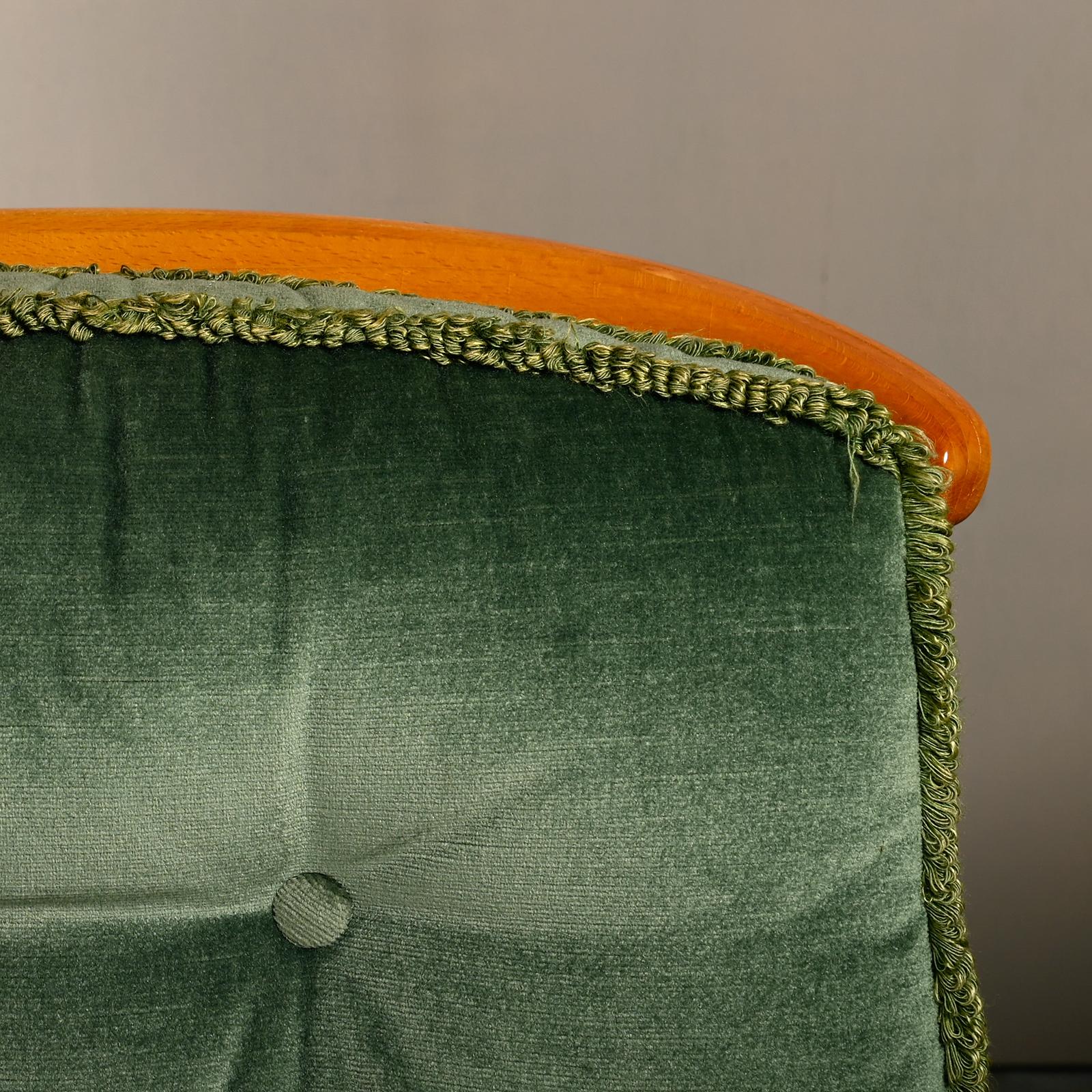Kerstin Hörlin-Homquist Skrindan Armchairs in Beech and Green Velvet, Sweden For Sale 9