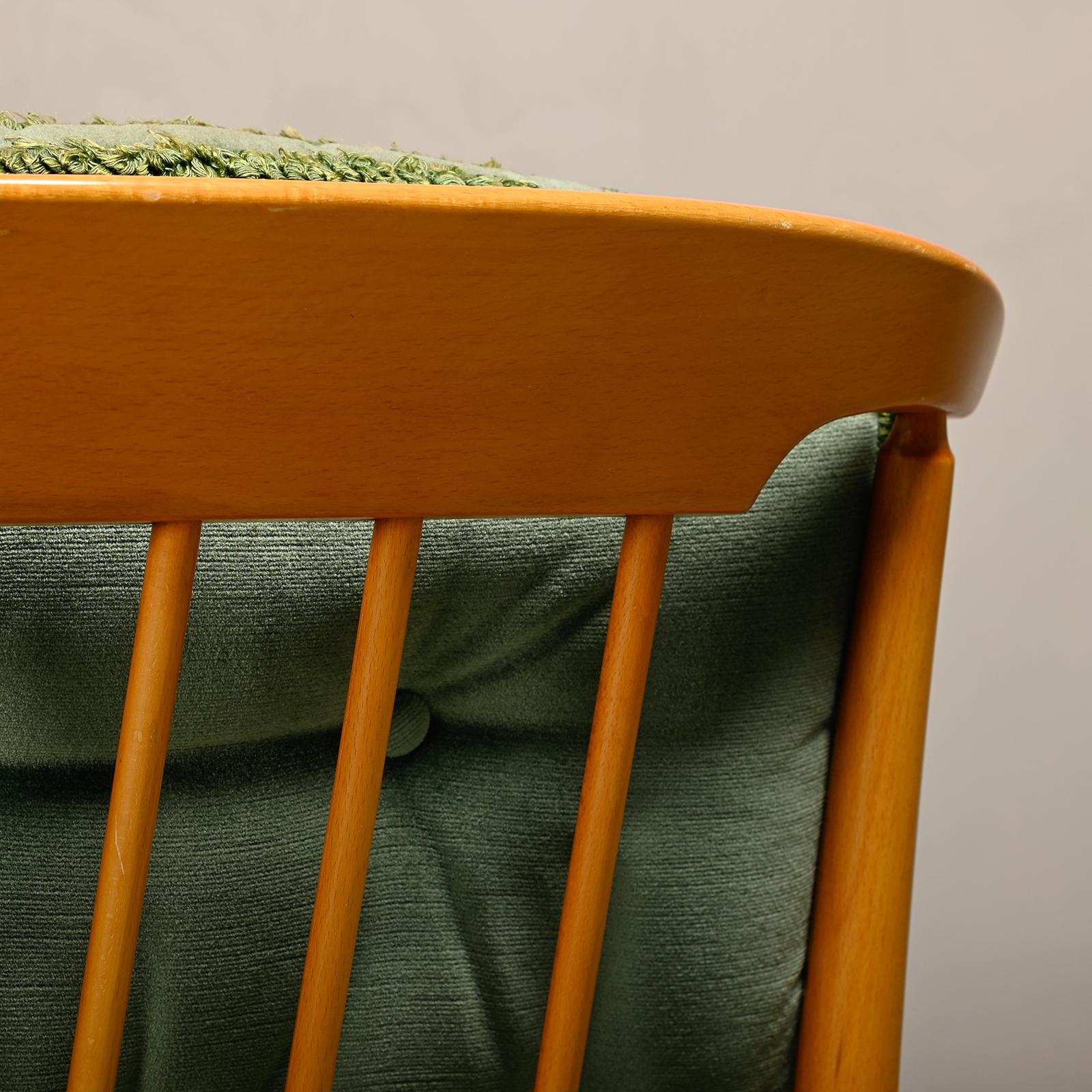 Kerstin Hörlin-Homquist Skrindan Armchairs in Beech and Green Velvet, Sweden For Sale 14