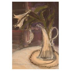 Kerstin Jönsson, Sweden, Pastel on Paper, "Lilies in a Jug"