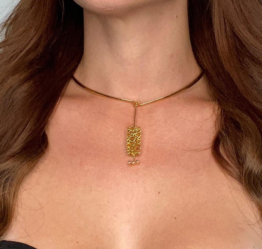 Kerstin Öhlin Lejonklou 1968 Sweden 18Kt Gold Modernist Geometric Necklace In Excellent Condition For Sale In Miami, FL
