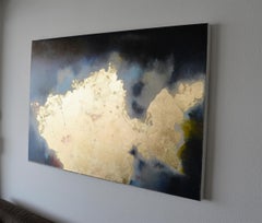 Atlantica, abstract gold leaf, pigment painting