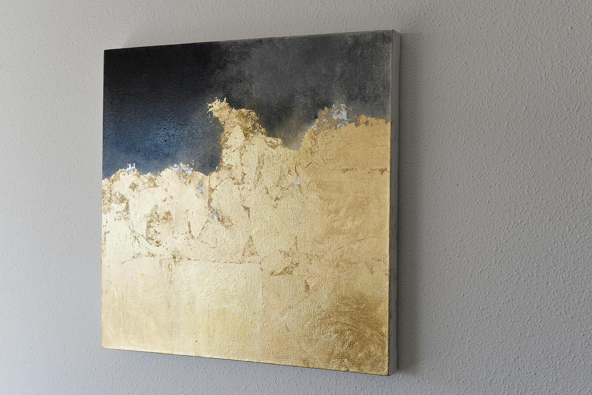 Pigments, seilver, copper and gold leaves on canvas. 
Four paintings times 50x50cm / 20