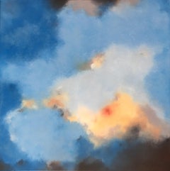 Céleste, blue abstract pigment painting