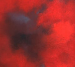 Red Blossom, red abstract flower pigment painting