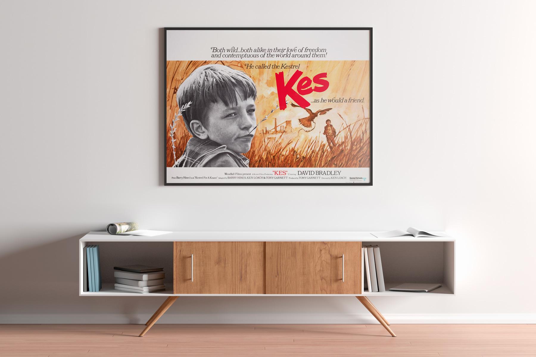 Country-of-origin UK quad for Ken Loach's gem of British working-class cinema, Kes. Suitably simple but powerful design for this kitchen sink classic.

This vintage movie poster is sized 30 x 40 inches, it will be sent rolled (unframed).