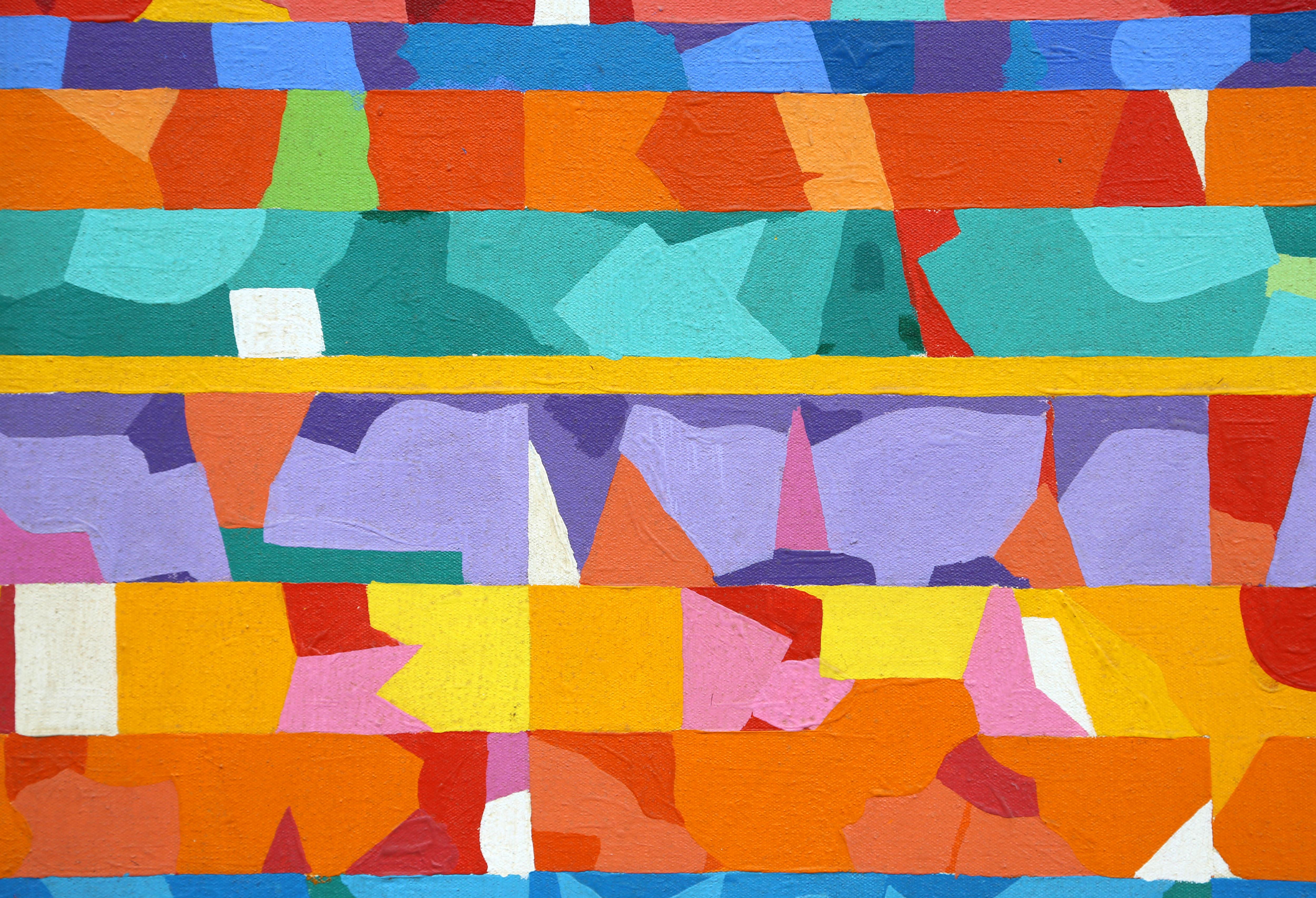 Study in Counterpoint, Großes geometrisches abstraktes Gemälde von Kes Zapkus im Angebot 1