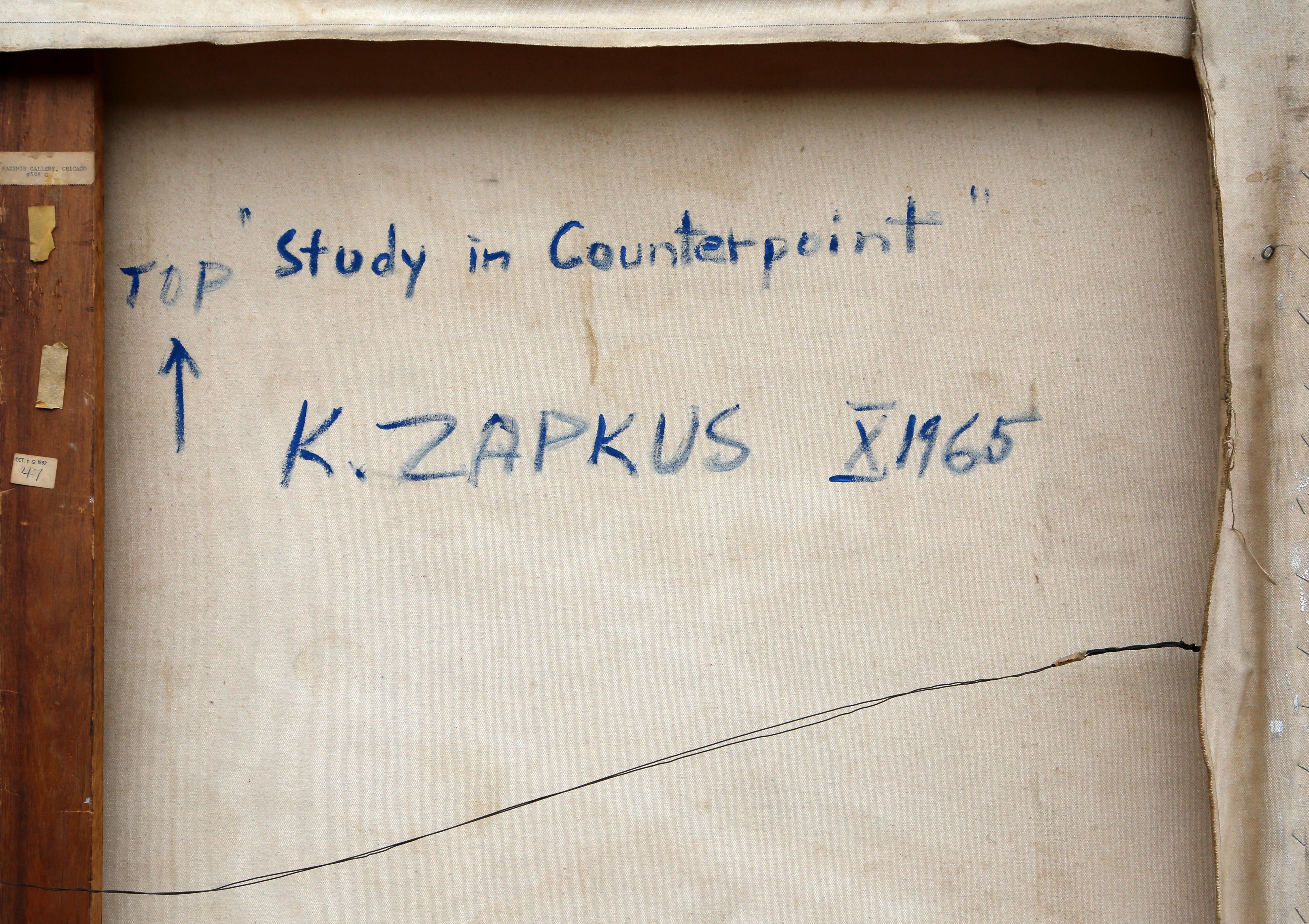 Study in Counterpoint, Großes geometrisches abstraktes Gemälde von Kes Zapkus im Angebot 3
