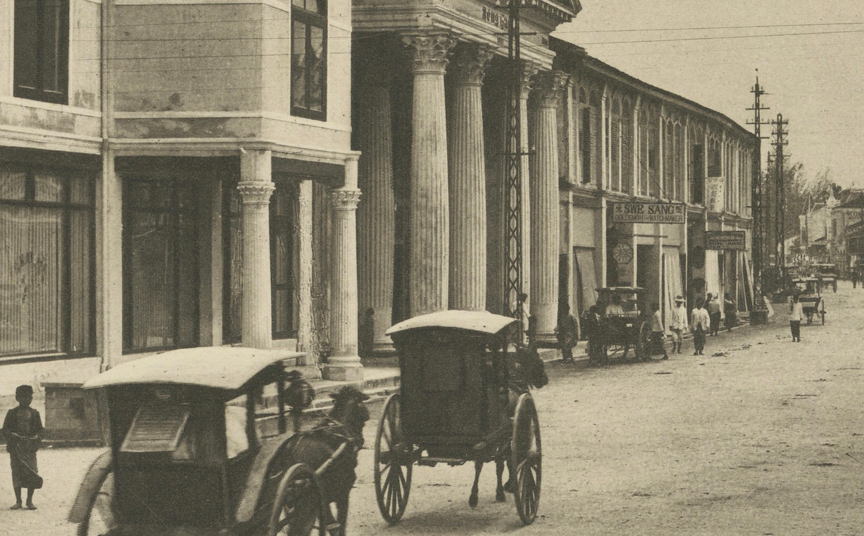 Olandese Via Kesawan da nord, Medan, Indie Orientali Olandesi - Fotogramma antico, C.C. in vendita