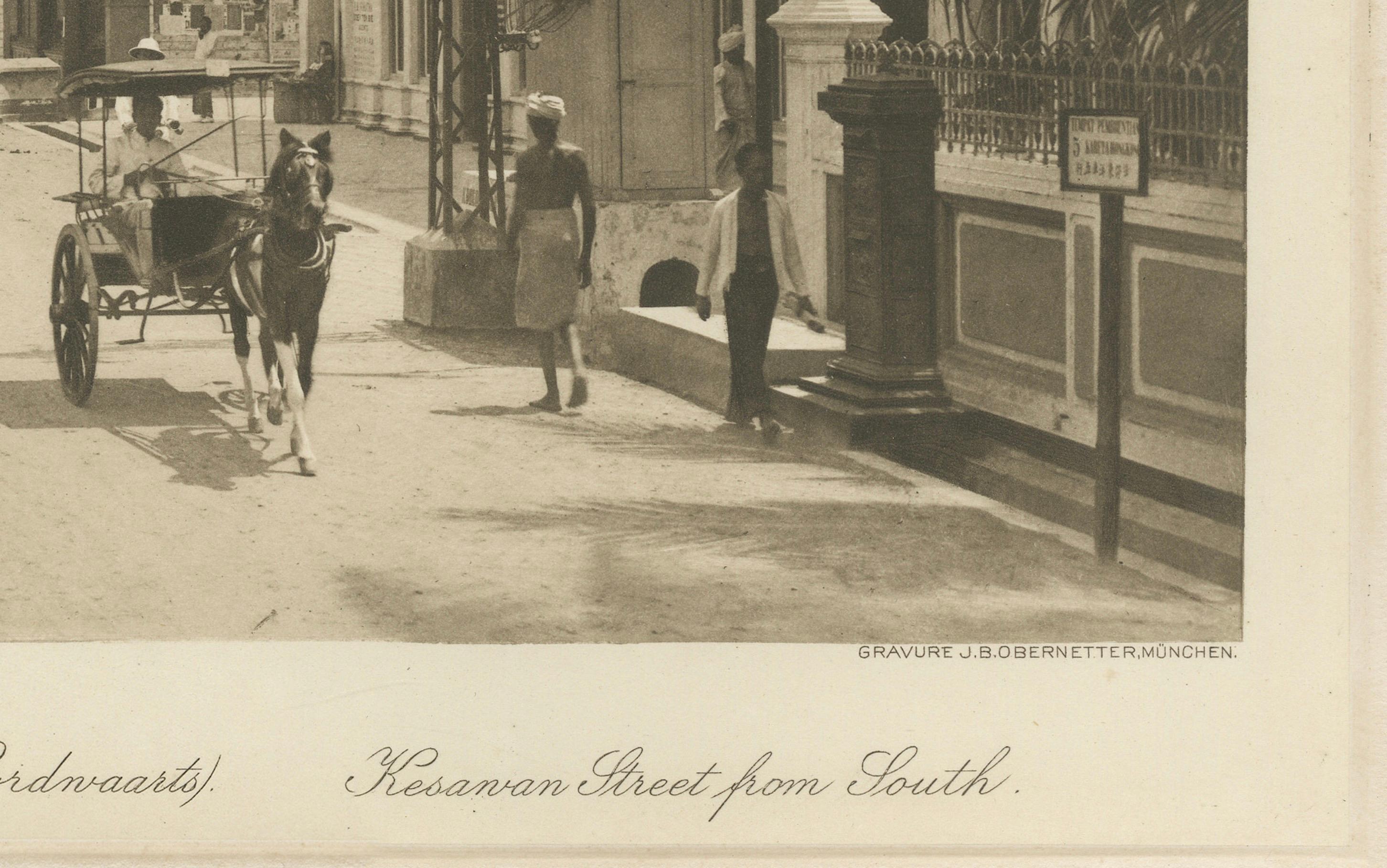 20ième siècle Rue Kesawan, Medan - Rare photographie datant de 1910 par C.J. Kleingrothe, Indonésie en vente