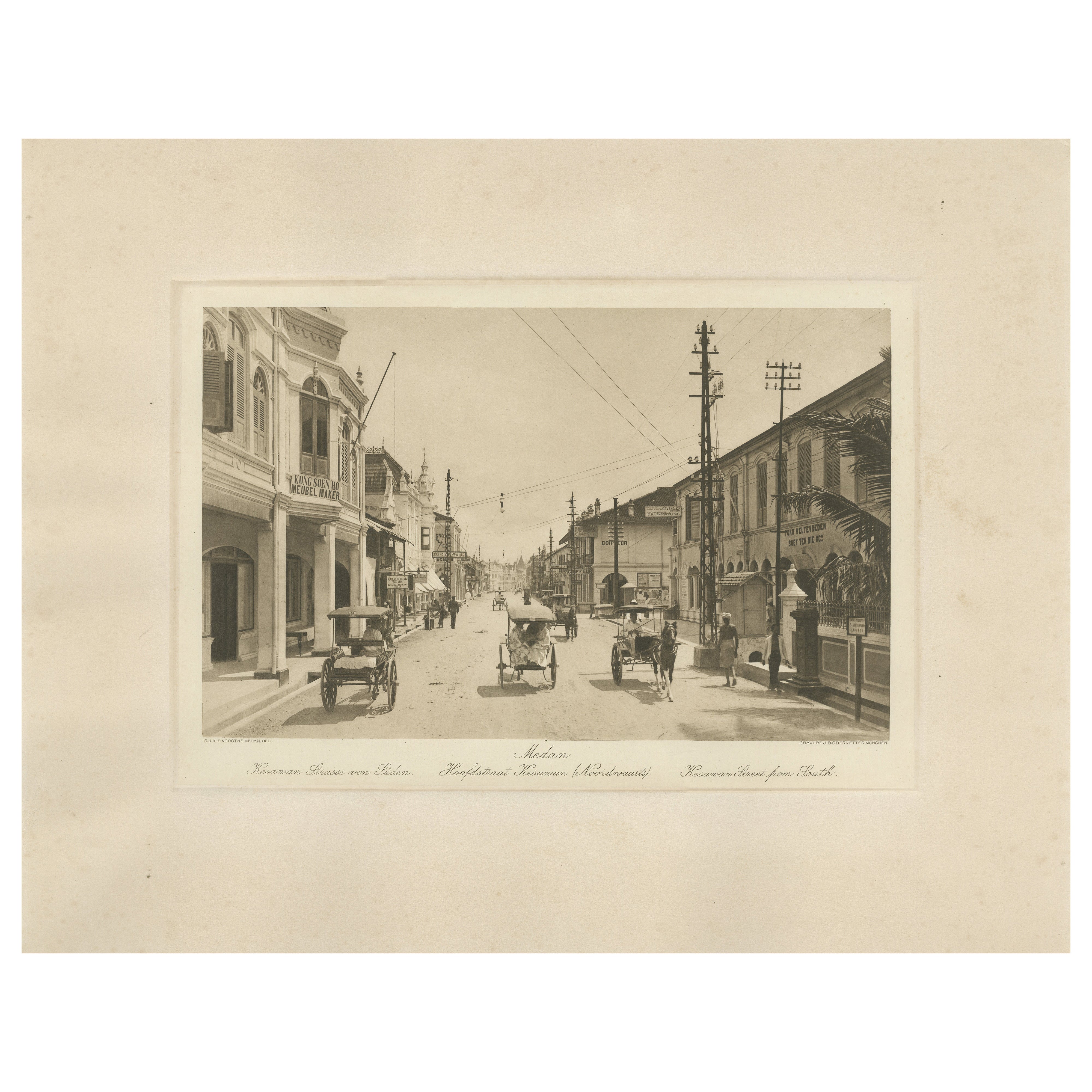 Via Kesawan, Medan - Rara fotografia di C.J. del 1910 ca. Kleingrothe, Indonesia