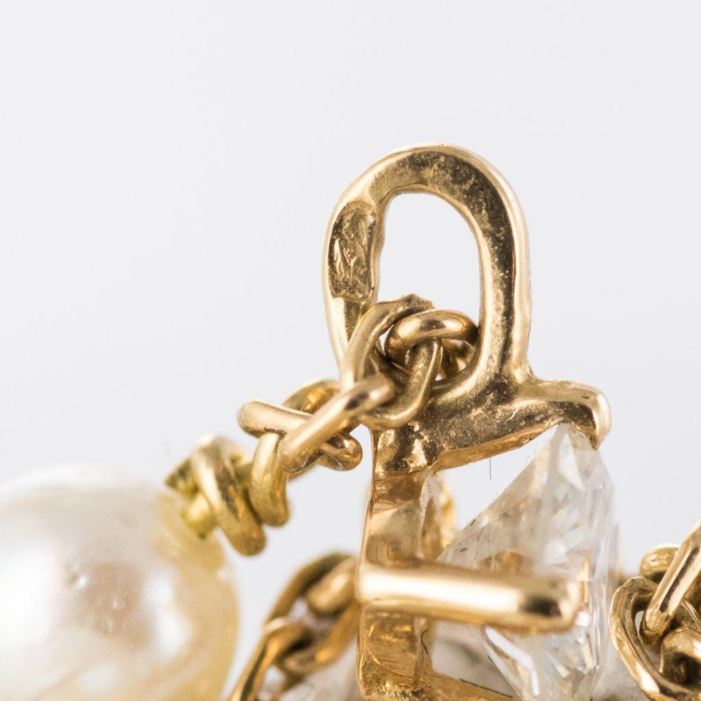 Collier pendentif en or avec perles naturelles et diamants Keshi en vente 11