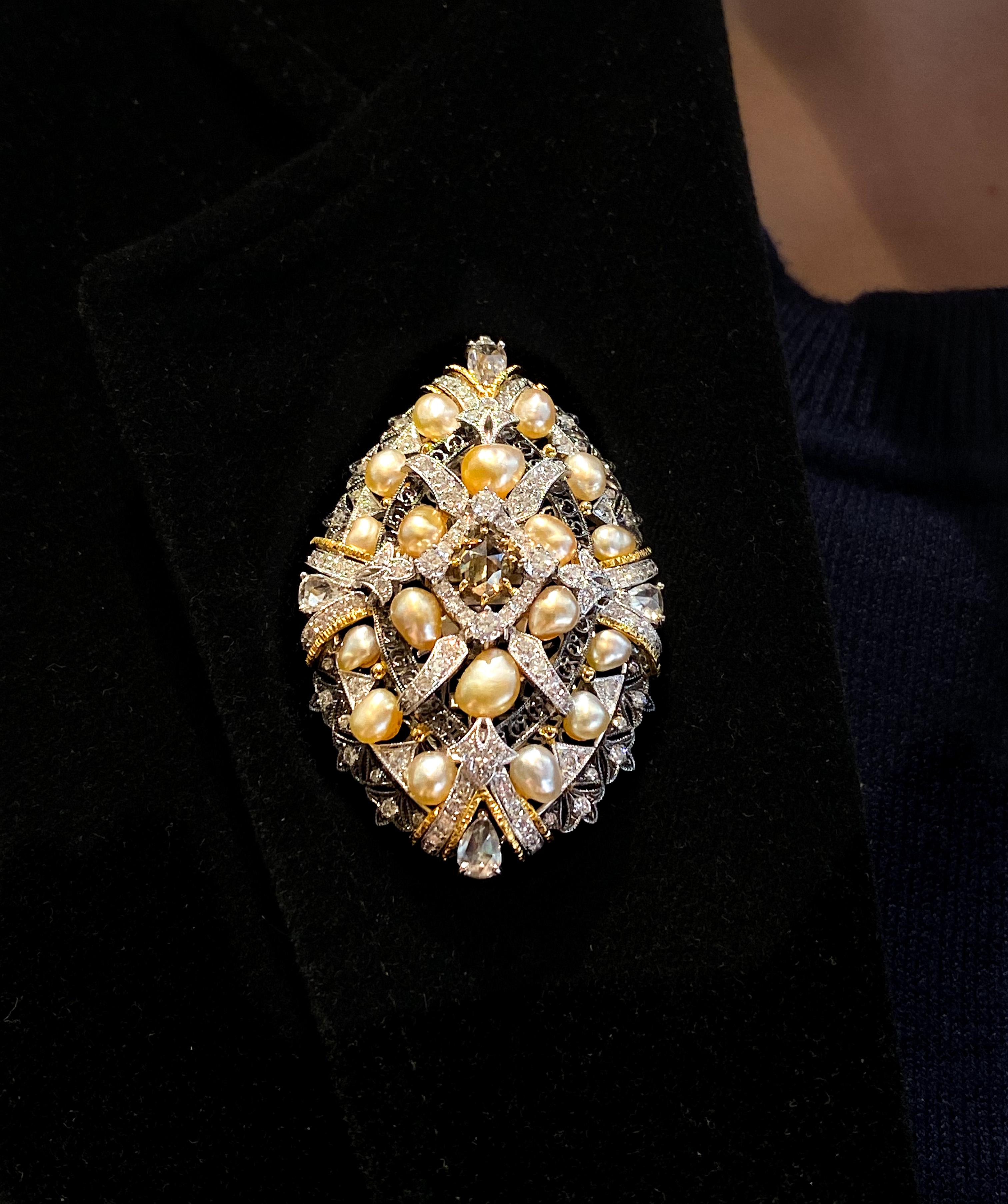 Keshi Pearl and Diamonds Transformable Piece in 18 Karat Gold 4
