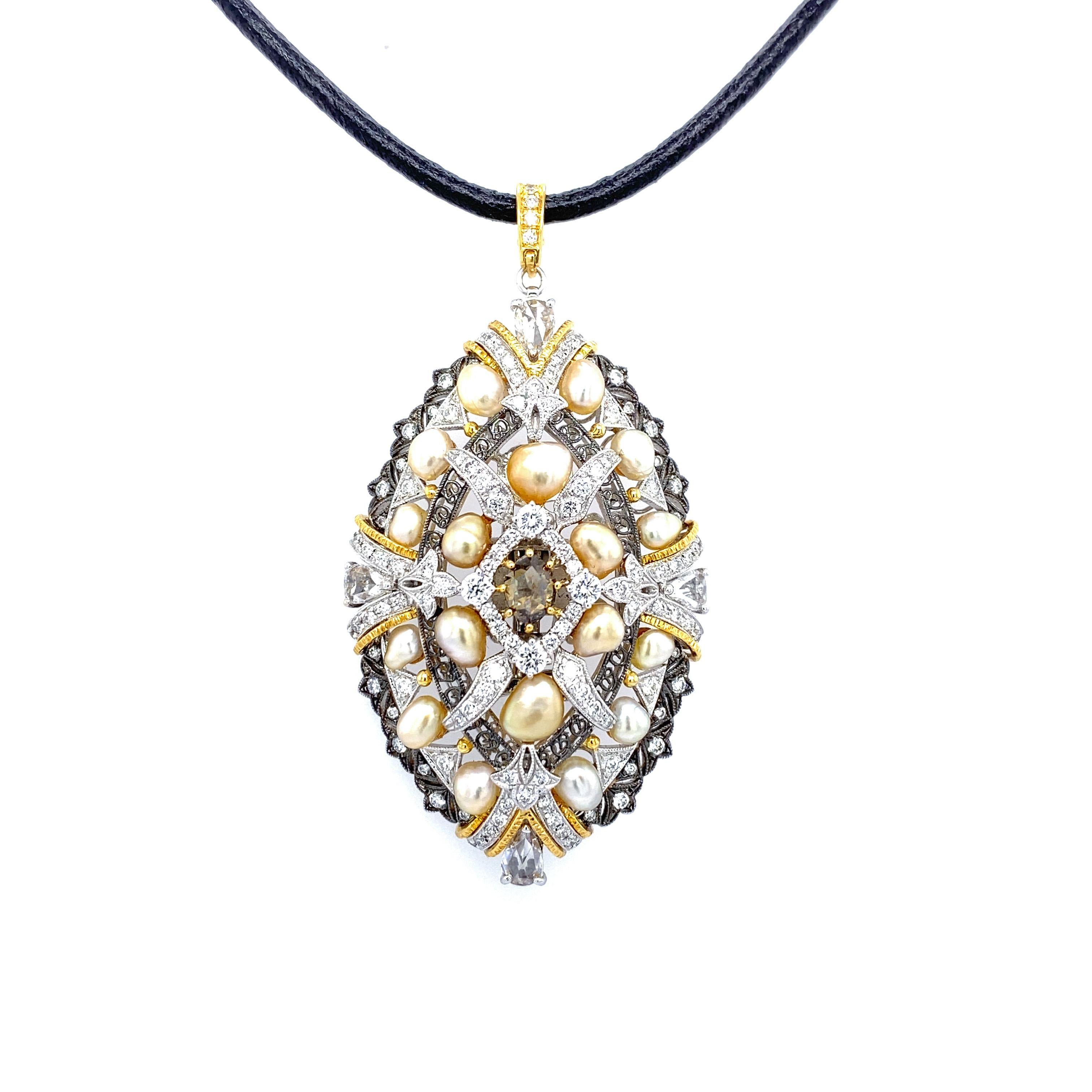 Keshi Pearl and Diamonds Transformable Piece in 18 Karat Gold 5