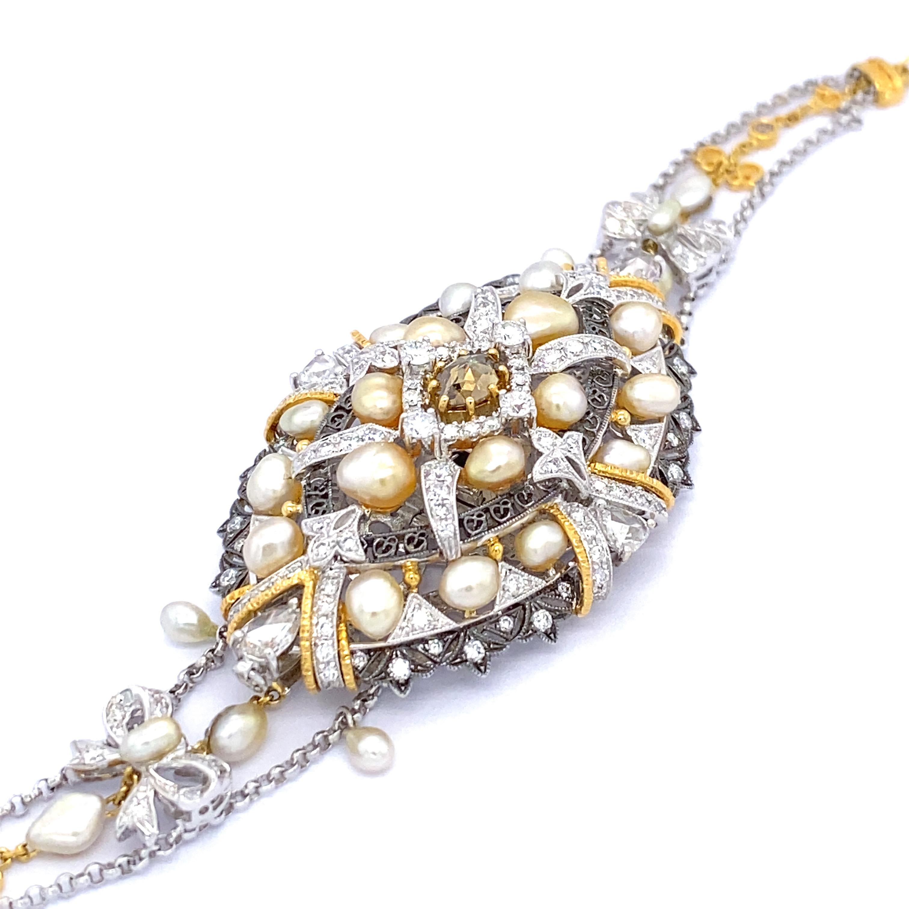 Keshi Pearl and Diamonds Transformable Piece in 18 Karat Gold 1