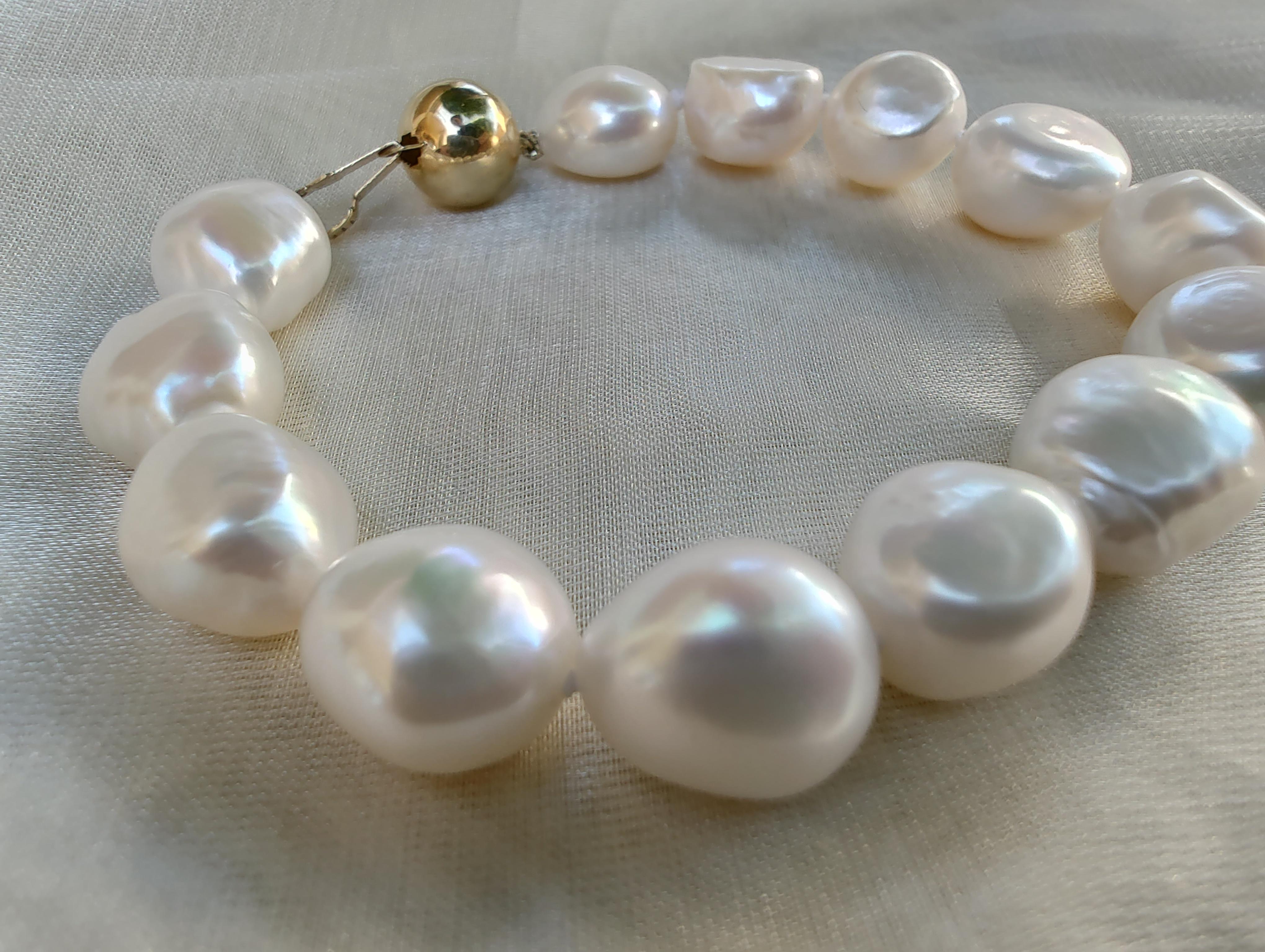 Uncut Keshi pearl bracelet  For Sale