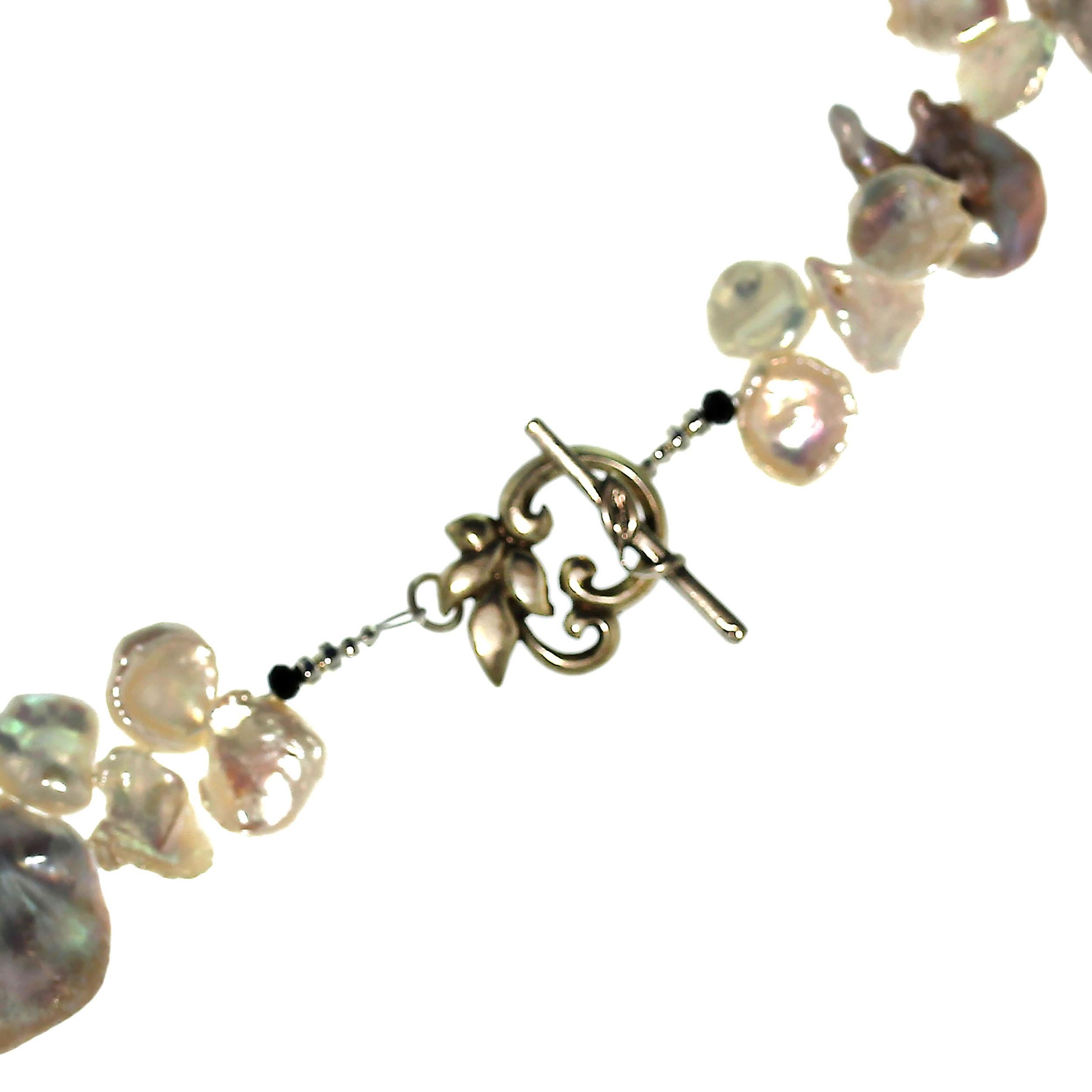 AJD 17 Inch Keshi Pearl Choker Necklace  June Birthstone In New Condition For Sale In Raleigh, NC