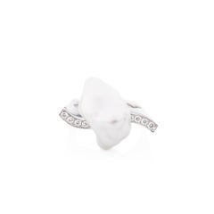 Keshi South Sea Pearl Diamond Cocktail Ring