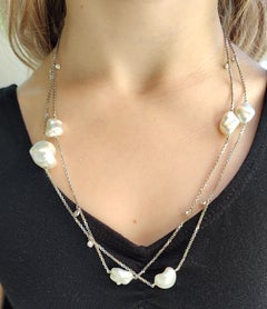 Keshi South Sea Pearl Diamond Necklace