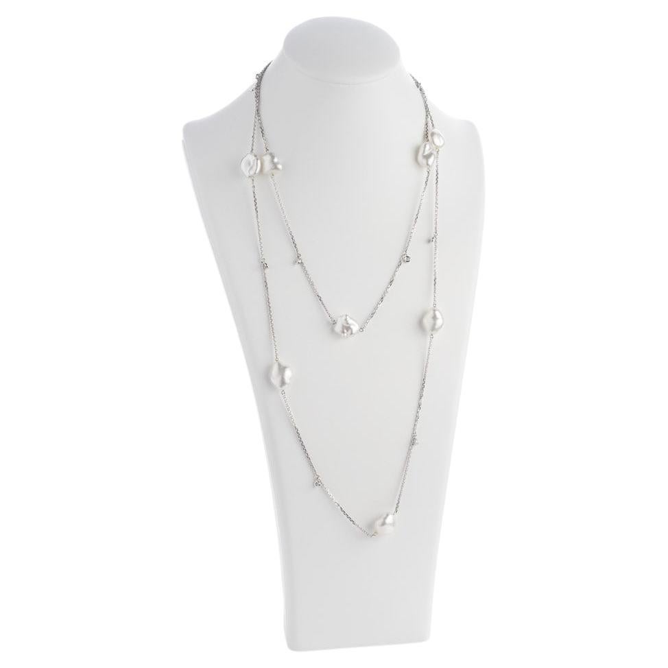 Keshi South Sea Pearl Diamond Necklace For Sale
