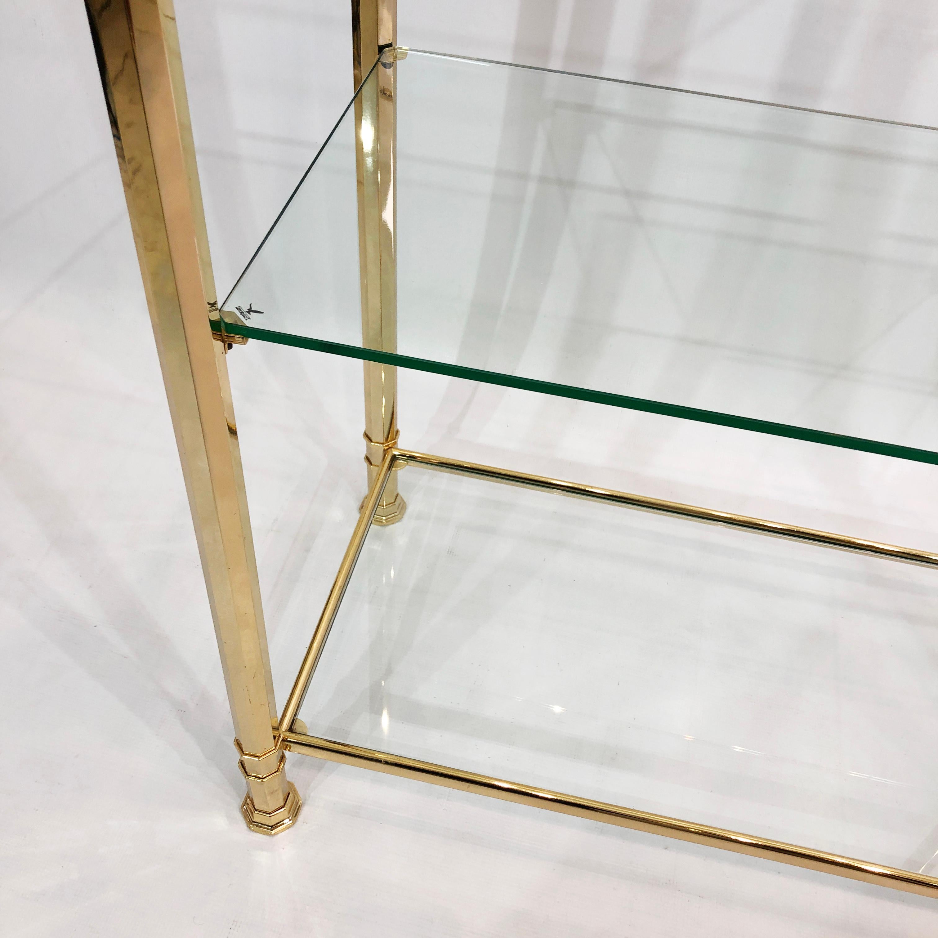 Kesterport Gold Glass Polygonal Etagere Brass Shelving 1980s Display Unit In Good Condition For Sale In London, GB