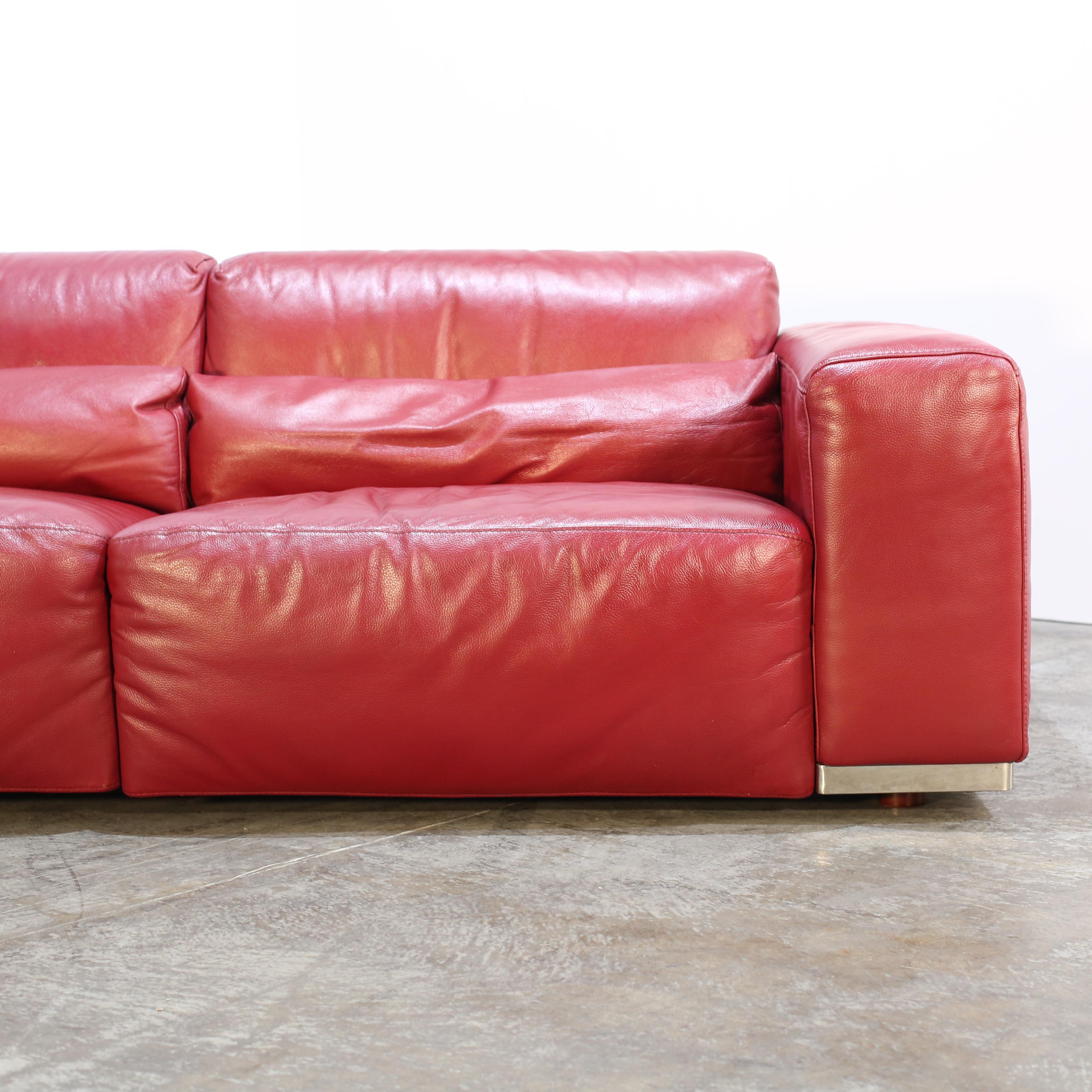 Kesterport Zweisitzer-Sofa aus rotem Leder im Angebot 1