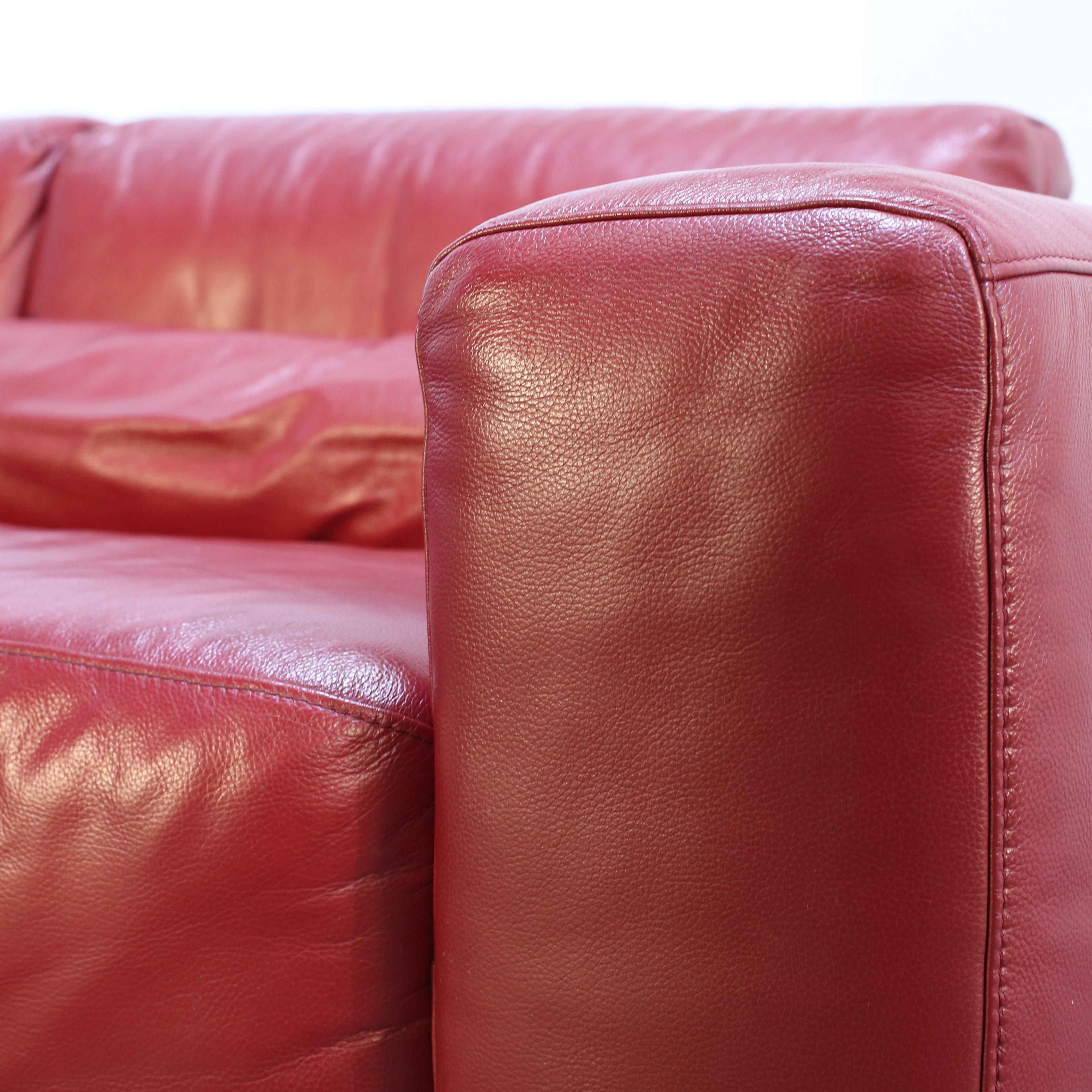 Kesterport Zweisitzer-Sofa aus rotem Leder im Angebot 2