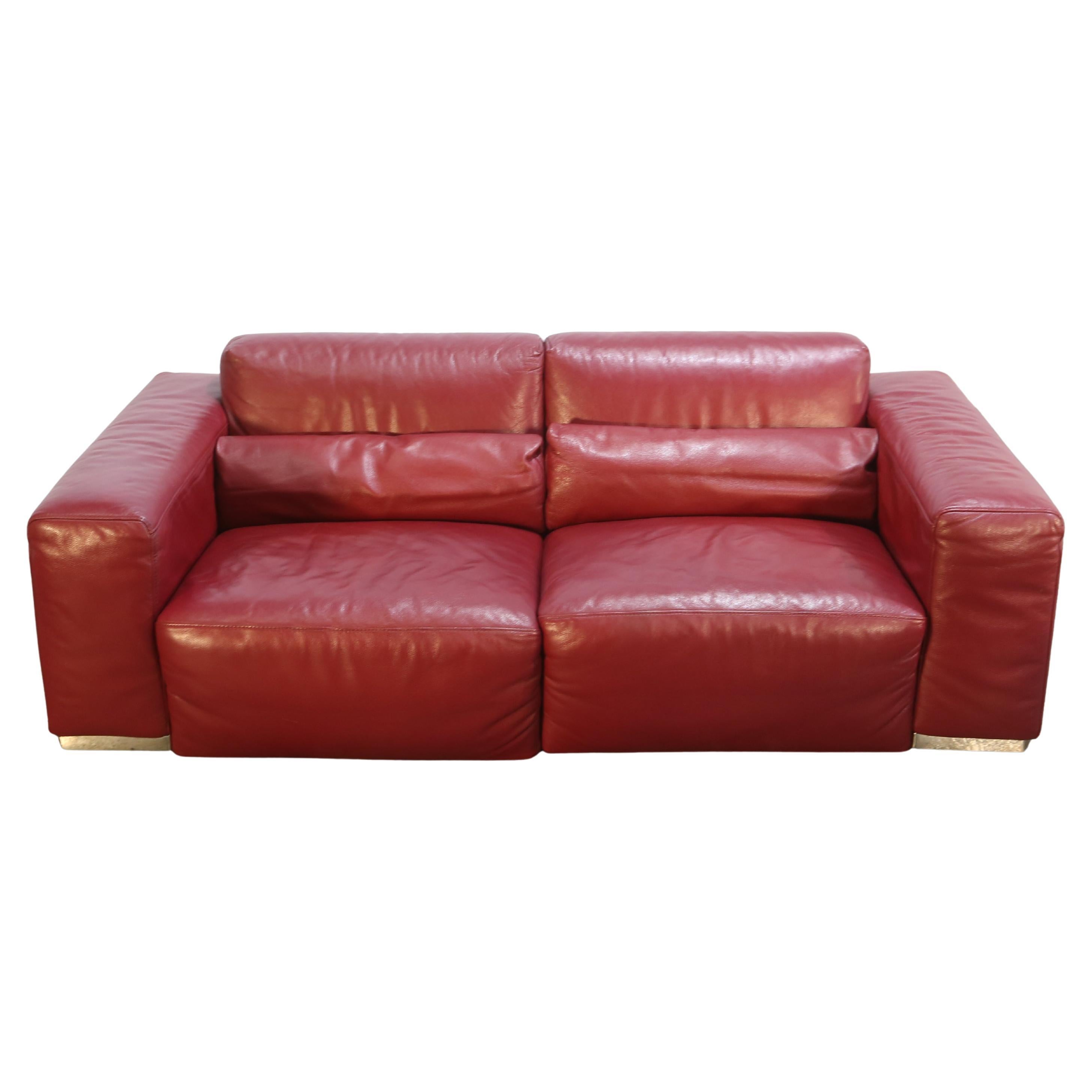 Kesterport Red Leather Two Seater Sofa