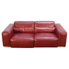 Kesterport Red Leather Two Seater Sofa