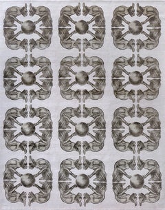 "Kestrel - Blue + Cream" /  9' x 12' / Hand-Knotted Wool + Silk Rug