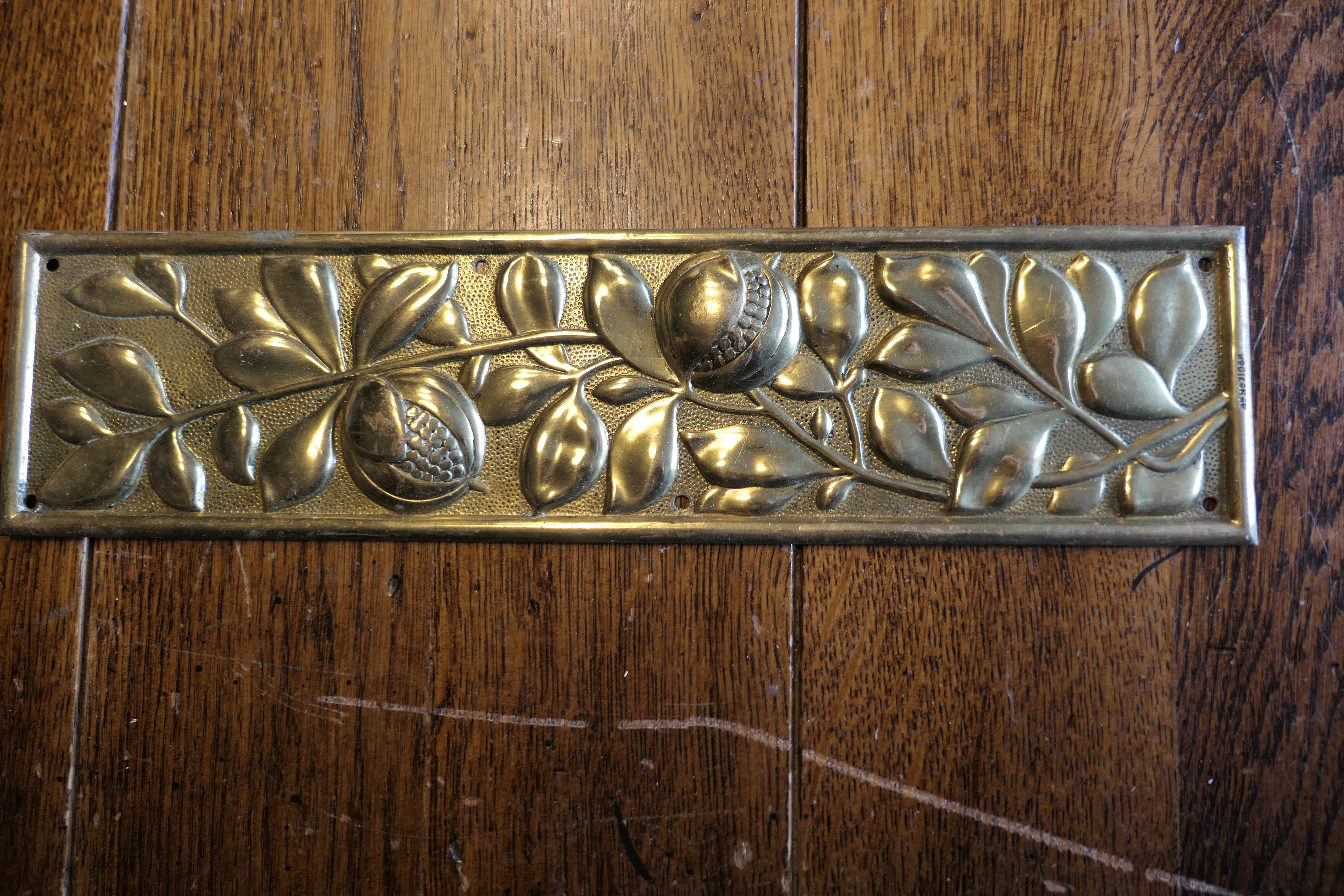 Late 19th Century Keswick School Arts and Crafts Brass Door Finger Plates, Door-furniture    