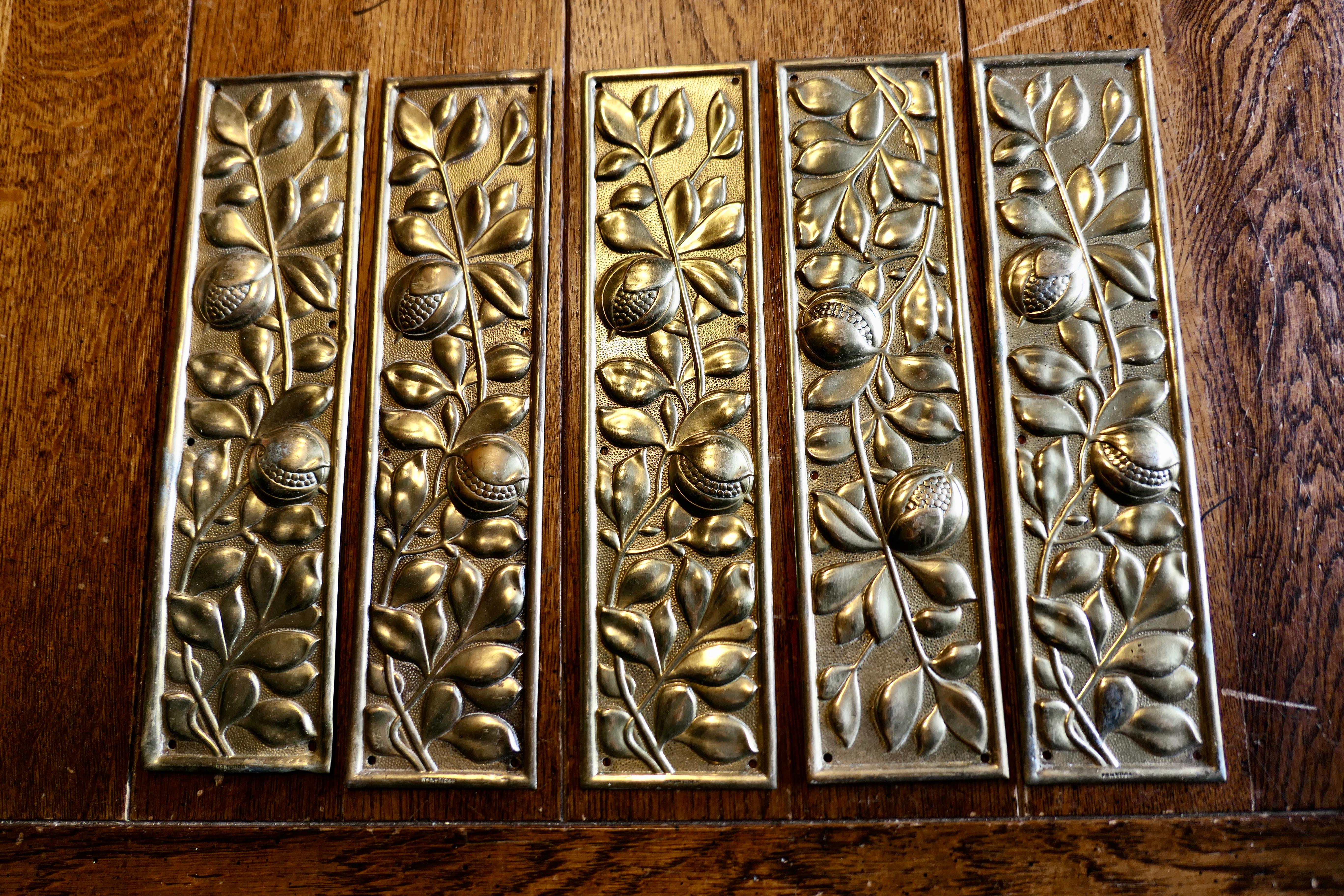 Keswick School Arts and Crafts Brass Door Finger Plates, Door-furniture     3