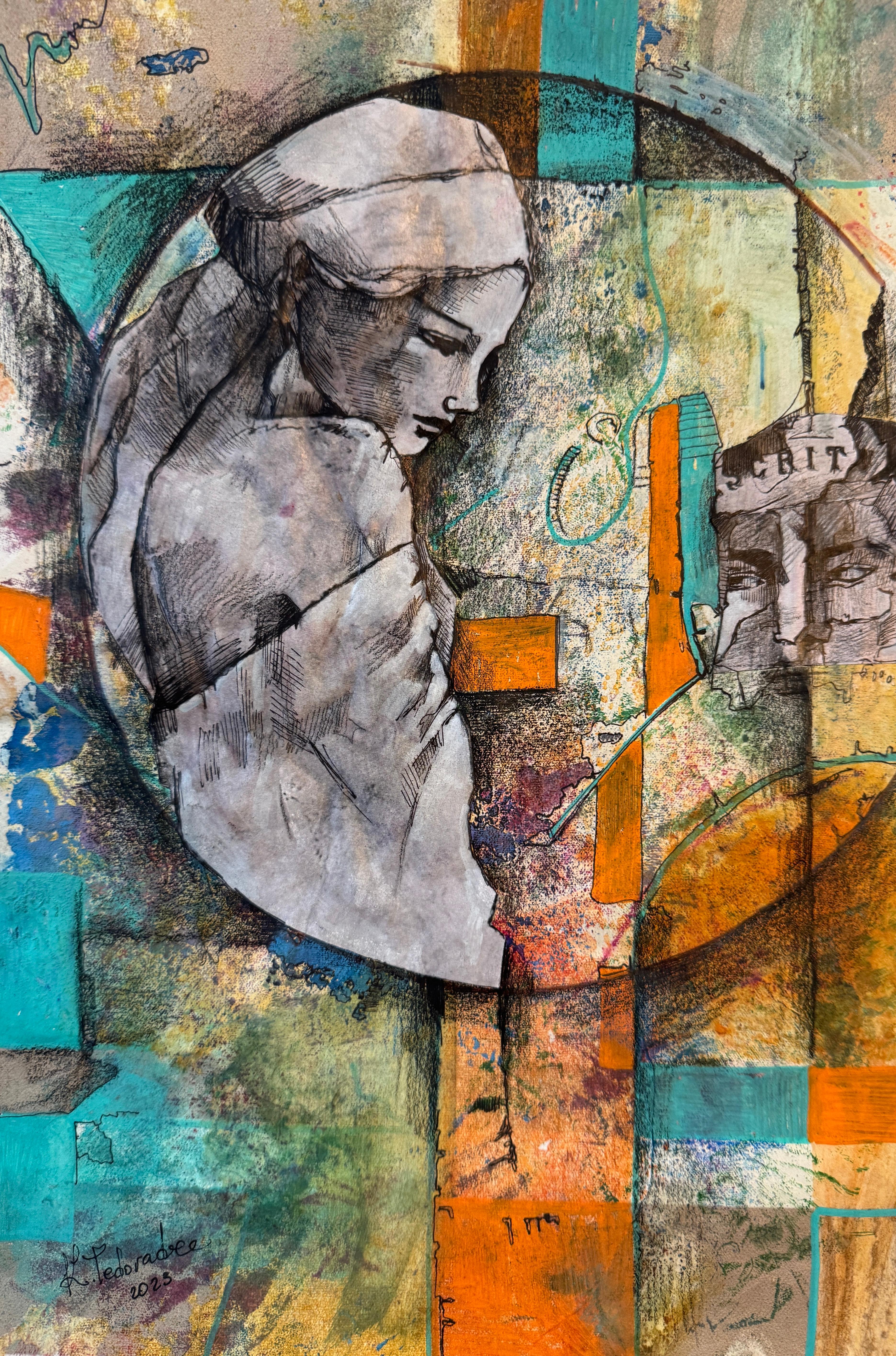 Acrylique et techniques mixtes sur papier

Keti Tedoradze est une artiste géorgienne née en 1968 qui vit et travaille à Tbilissi, en Géorgie. Ses peintures fusionnent les styles figuratif et abstrait, entremêlant des histoires humaines réelles avec