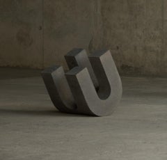 Unique Dark Kelt Sculpture in Volcanic Stone by Mesawa