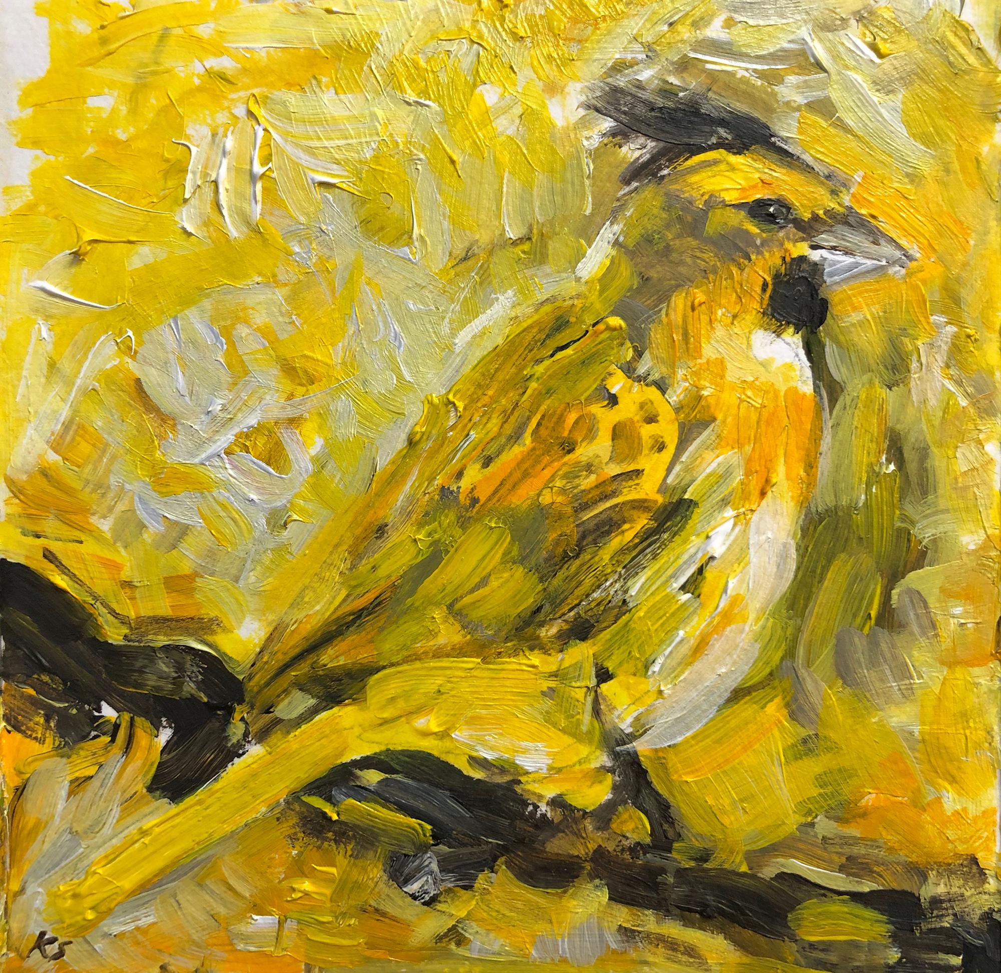 Ketzia Schoneberg Figurative Painting - Yellow Cardinal