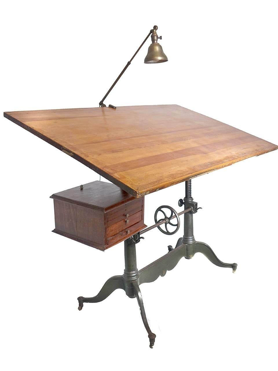 American Keuffel and Esser Double Pedestal Cast Iron Art Table
