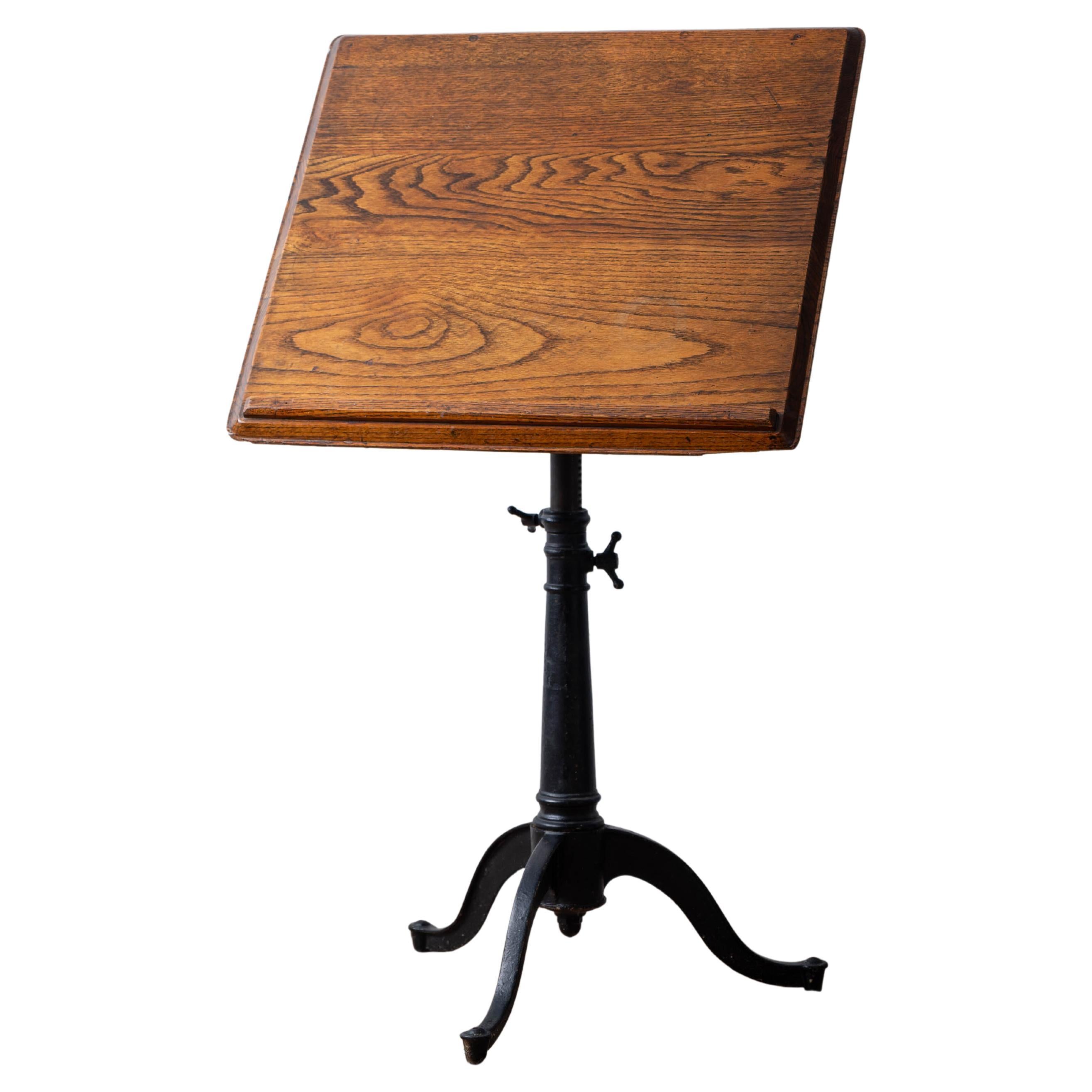 Keuffel 
Esser Cast Iron 
Oak Drafting Table, 1920s For Sale