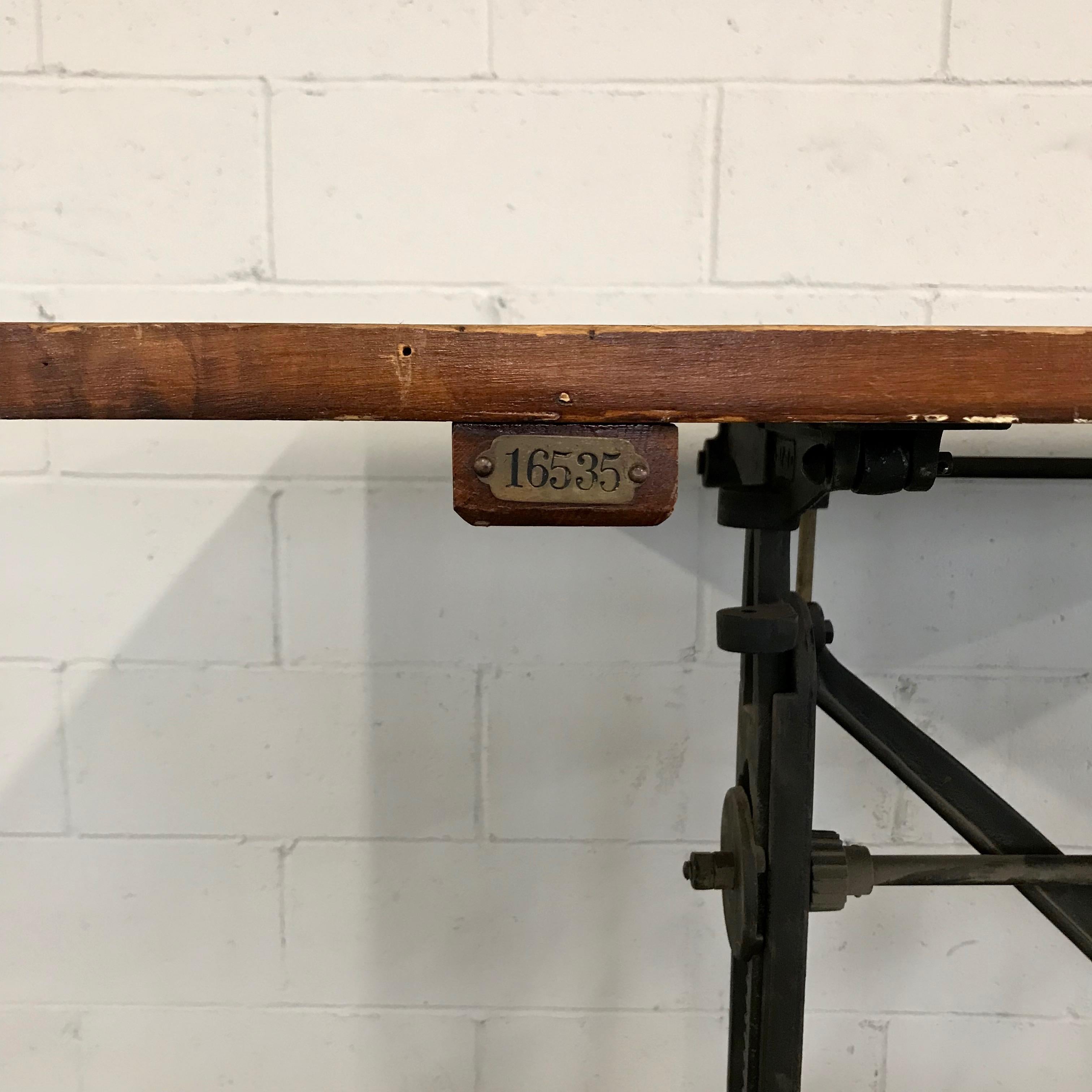Keuffel & Esser Co #16535 Cast Iron Drafting Table In Good Condition In Brooklyn, NY