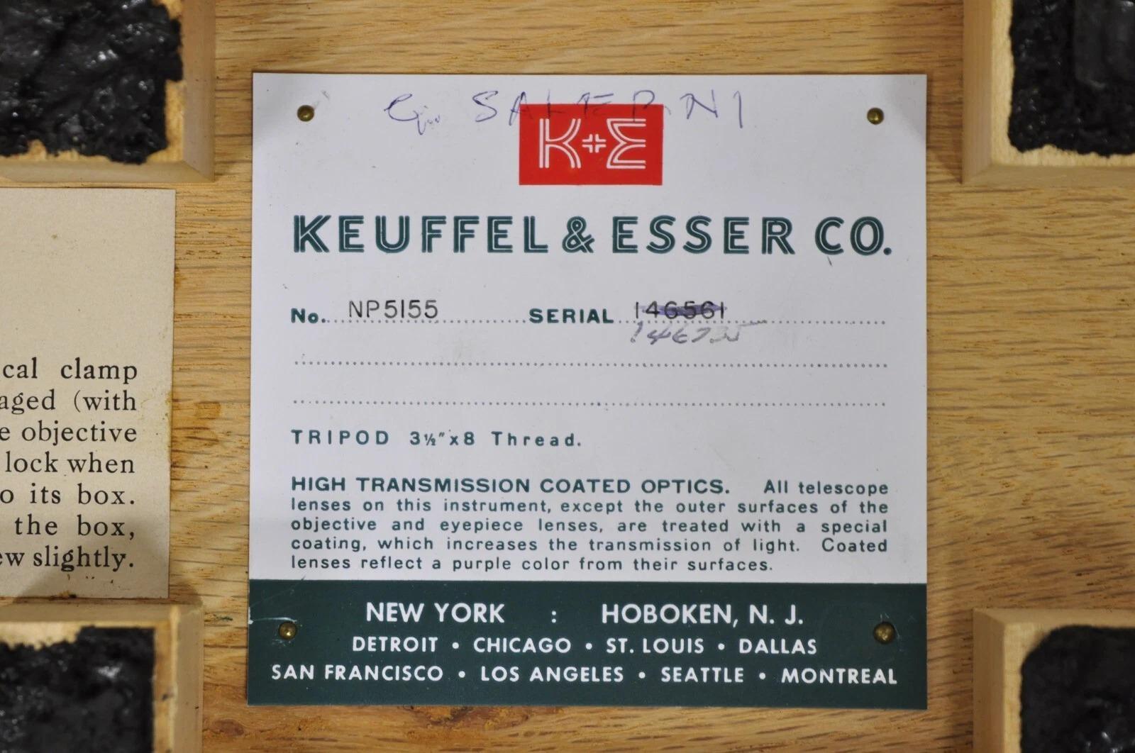 Trípode de Tránsito Keuffel and Esser Co Survey con Bastón Funda y Accesorios en venta 3