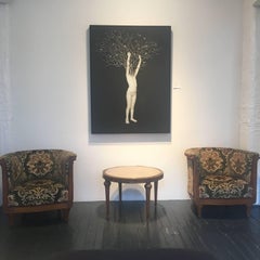 From Eden #7 - black and white abstract human figure with torn photograph