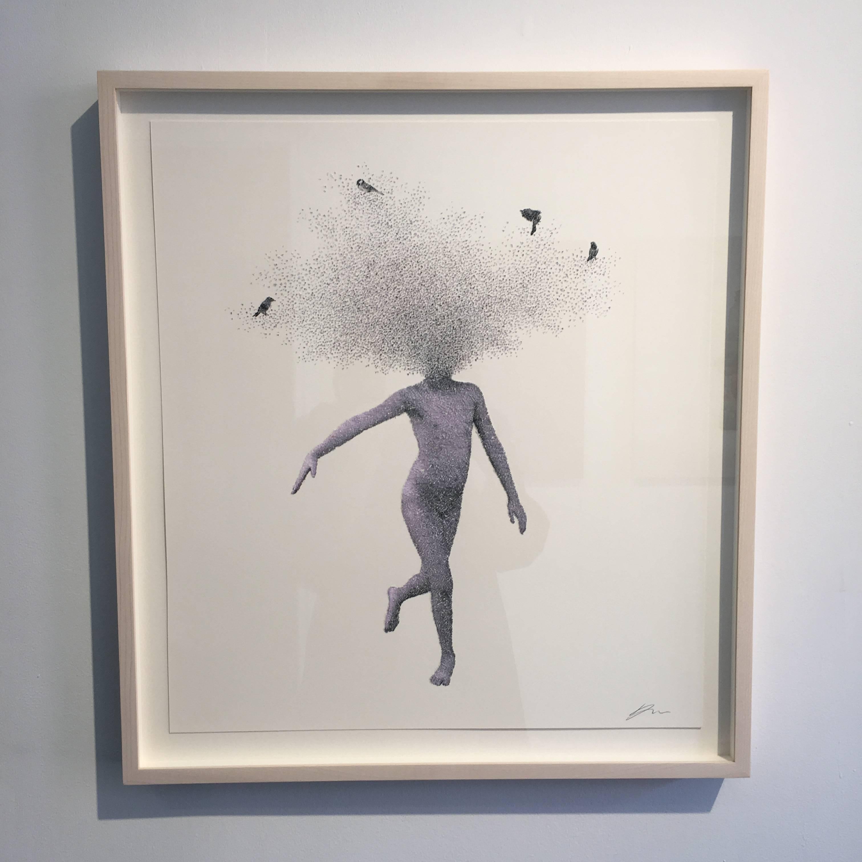 Walking on Dream  #1 - contemporary soft purple torn photograph pasted on paper - Photograph by Keun Young Park