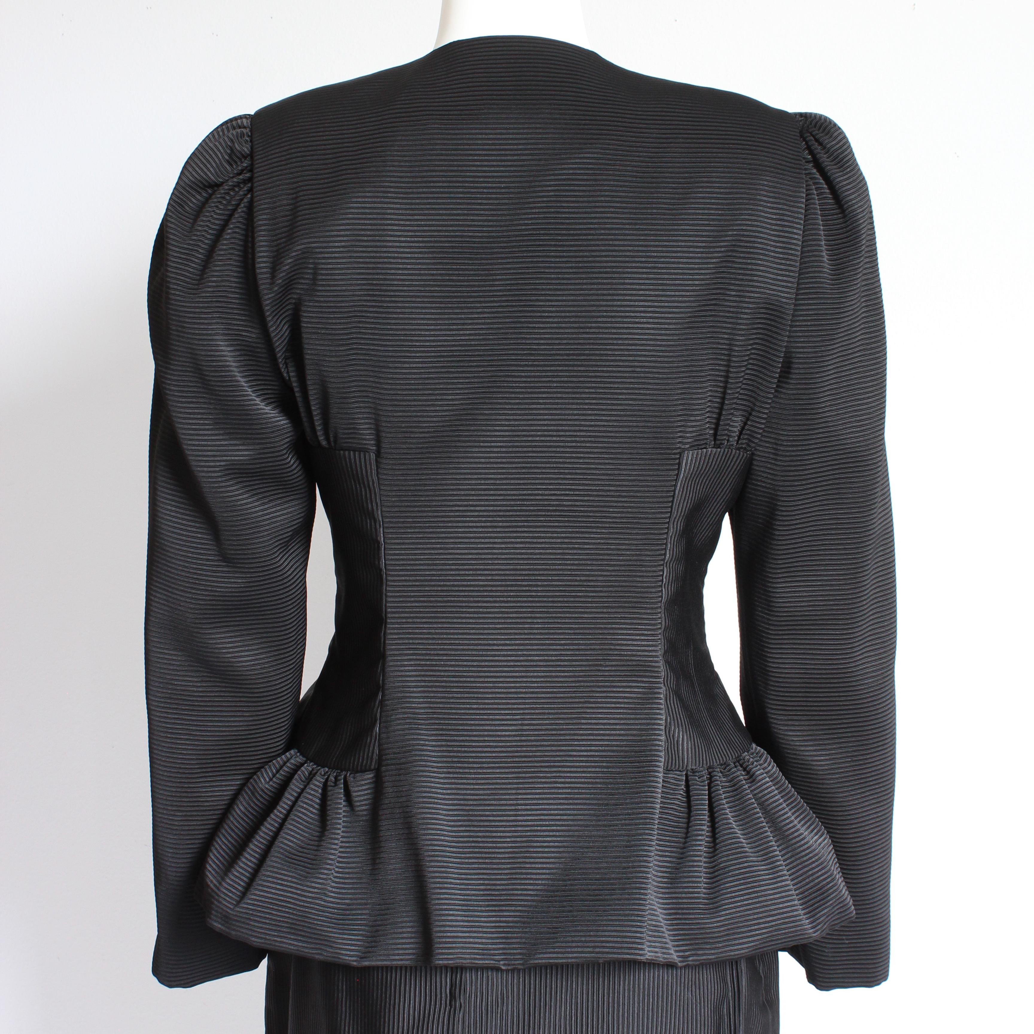 Kevan Hall Couture Suit Jacket & Skirt 2pc Set Formal Cocktail Size 8/10 Vintage For Sale 5