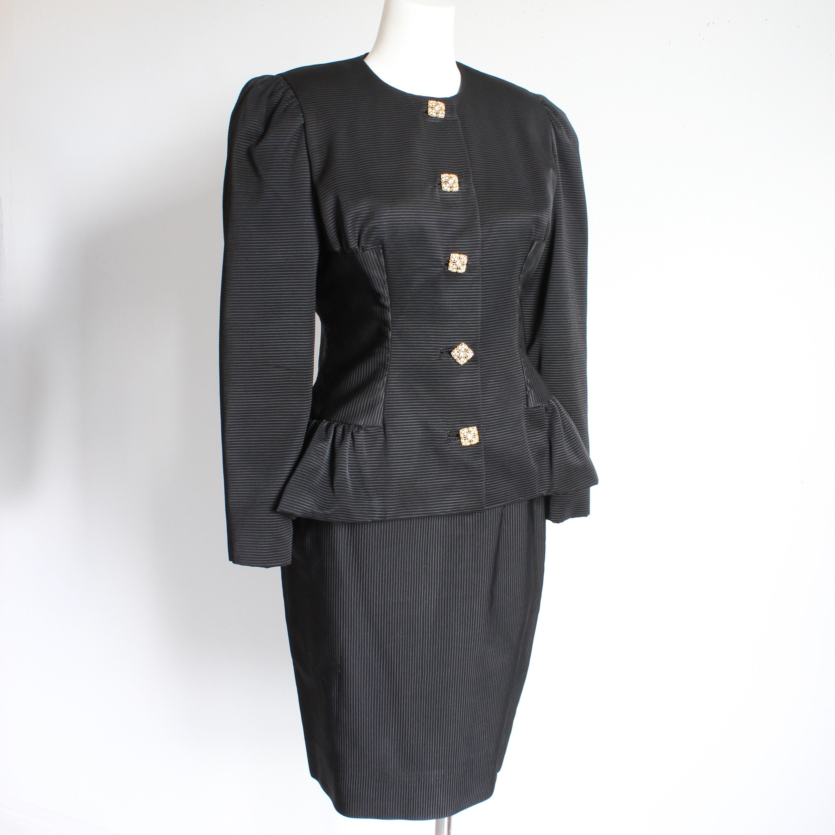 Women's Kevan Hall Couture Suit Jacket & Skirt 2pc Set Formal Cocktail Size 8/10 Vintage For Sale