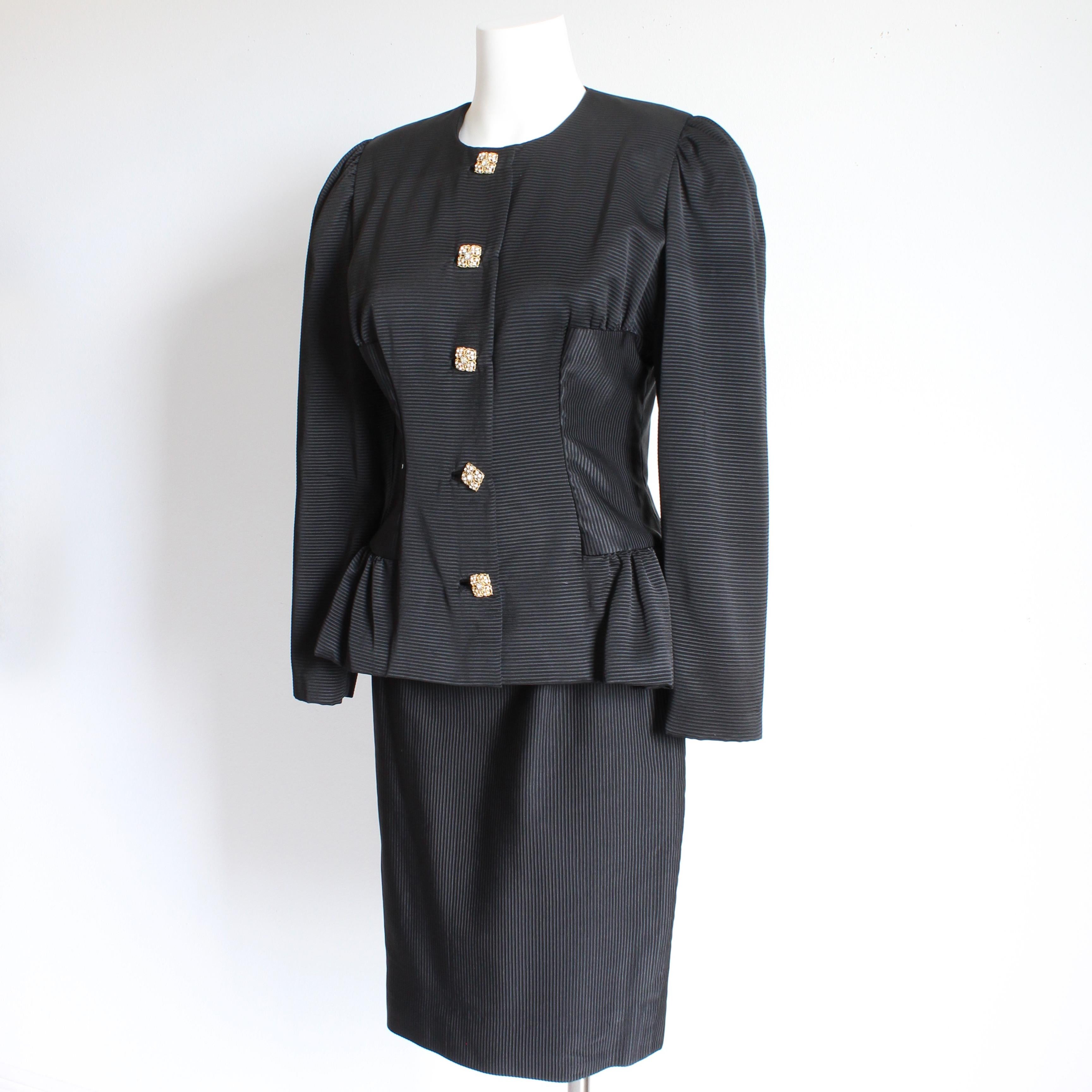 Kevan Hall Couture Suit Jacket & Skirt 2pc Set Formal Cocktail Size 8/10 Vintage For Sale 1