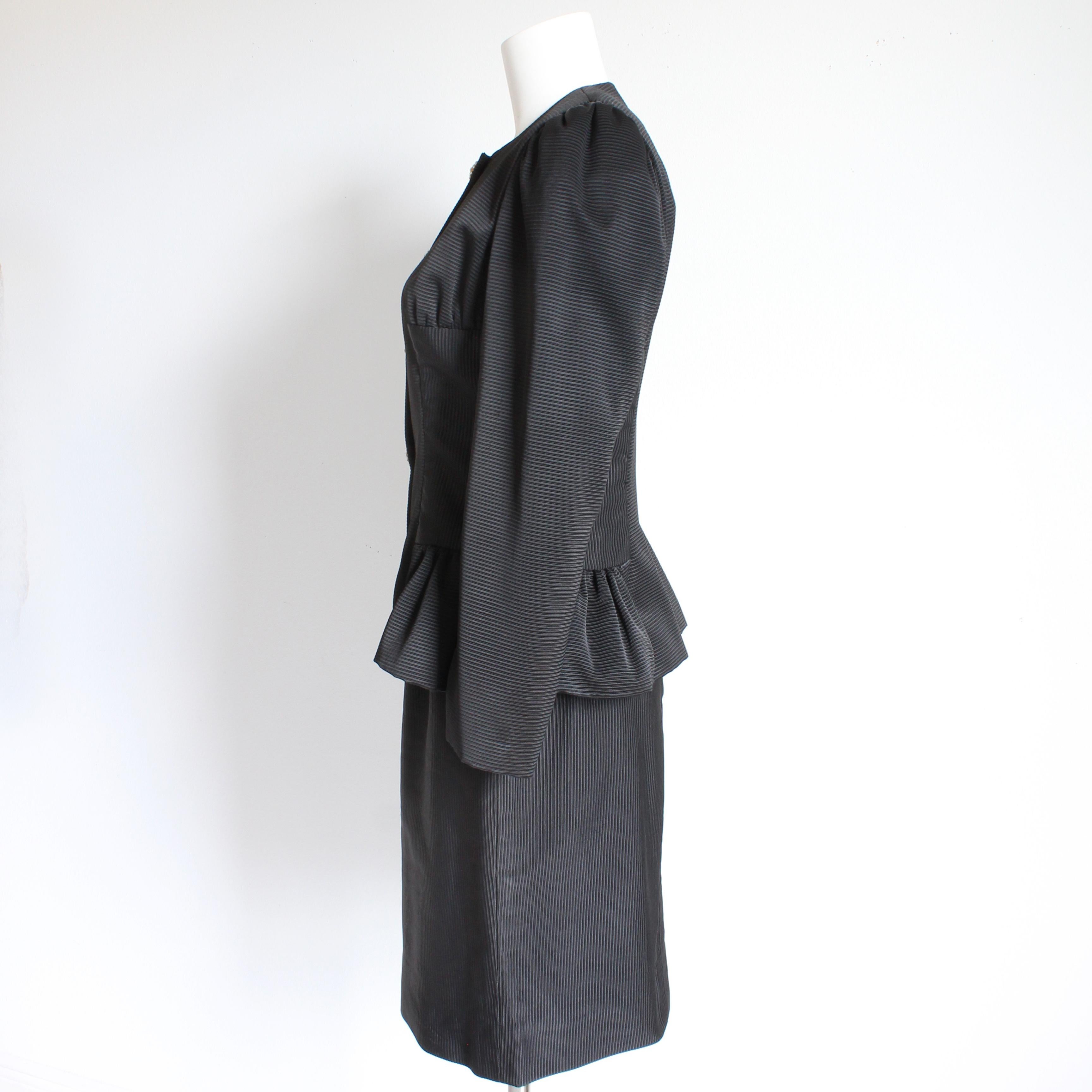 Kevan Hall Couture Suit Jacket & Skirt 2pc Set Formal Cocktail Size 8/10 Vintage For Sale 3