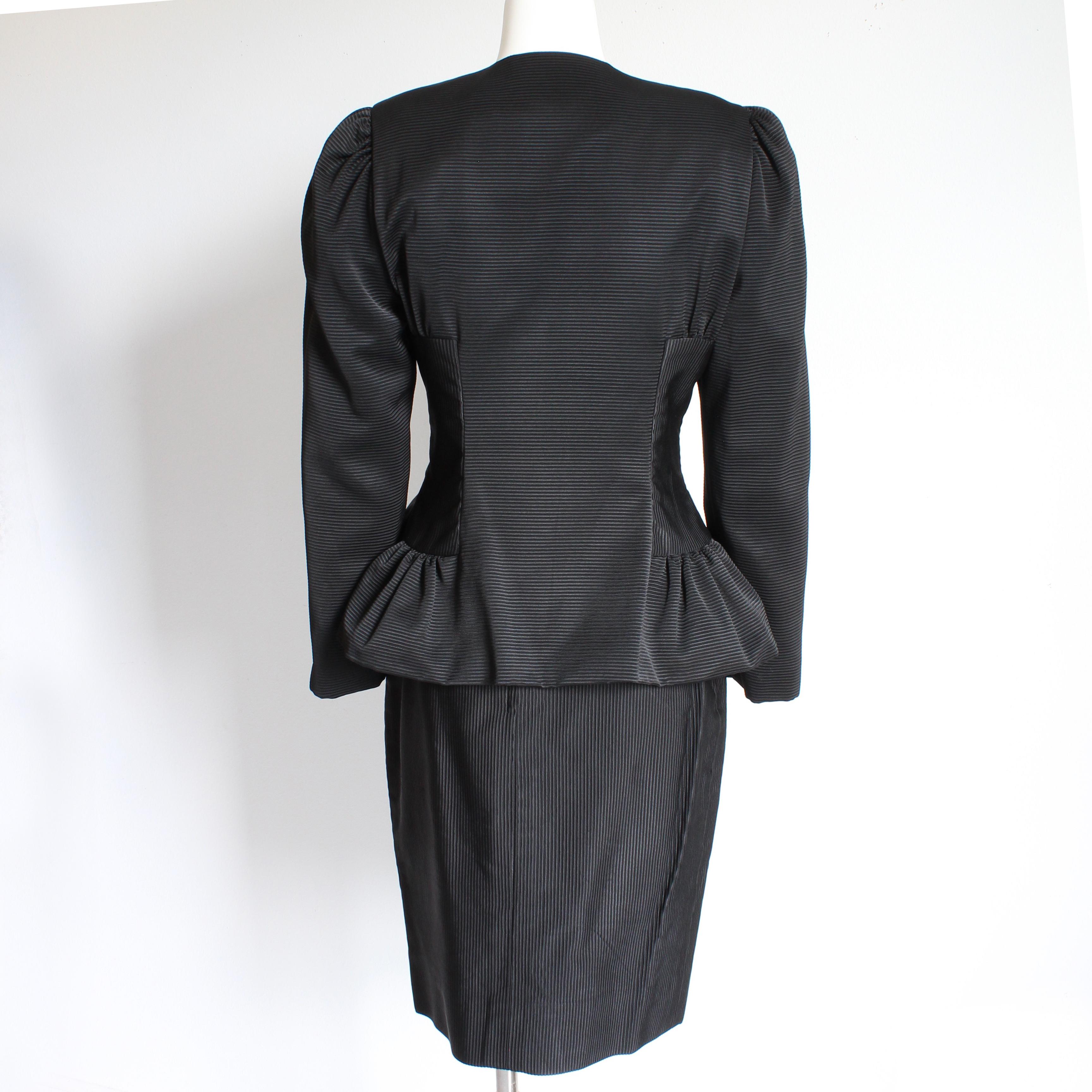 Kevan Hall Couture Suit Jacket & Skirt 2pc Set Formal Cocktail Size 8/10 Vintage For Sale 4